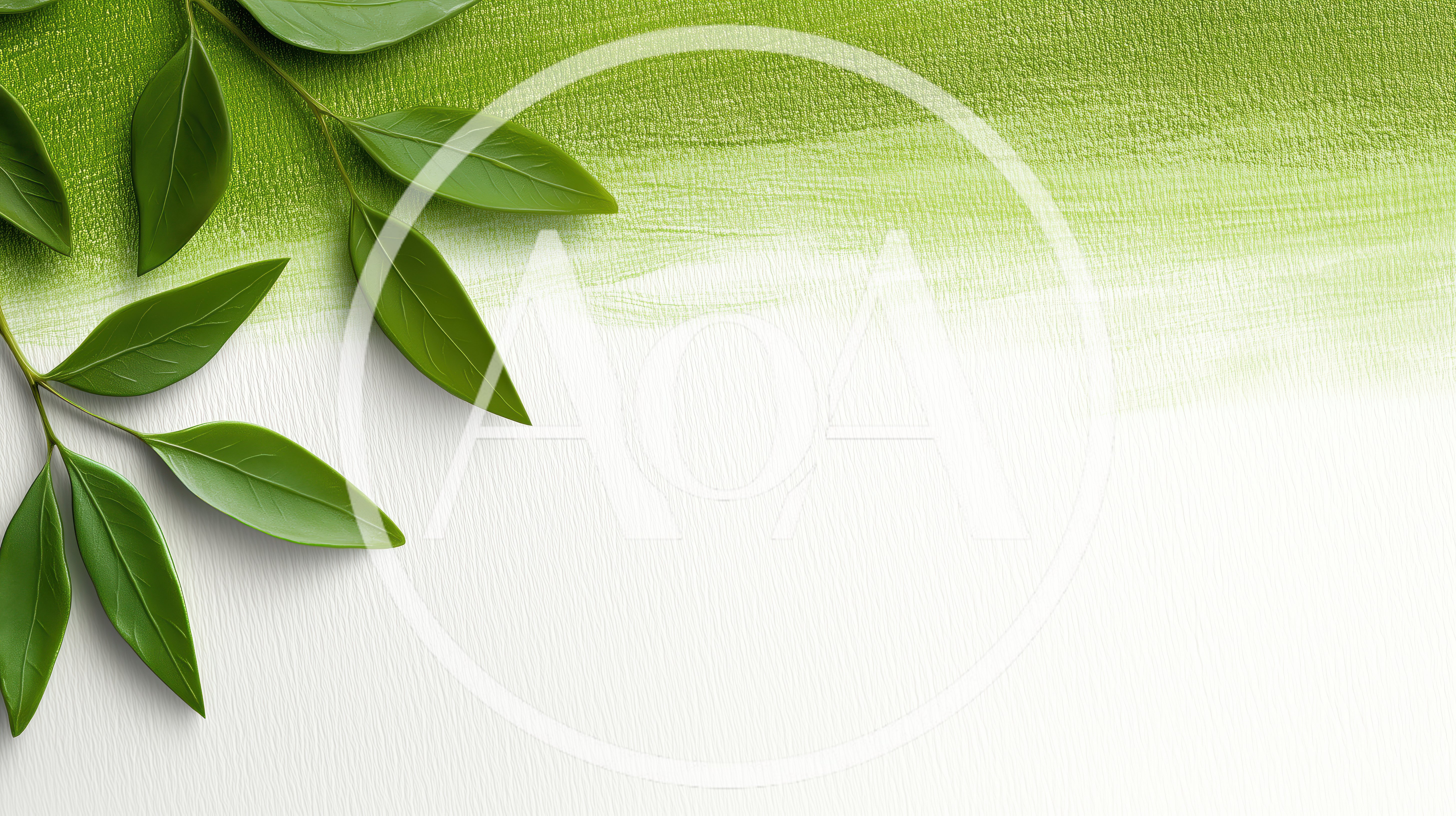 Green Leaves On A Painted Textured Background