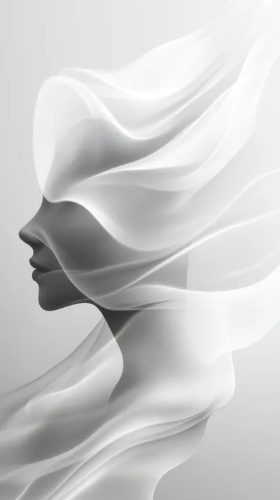 Abstract Digital Portrait Of A Woman With Flowing Fabric