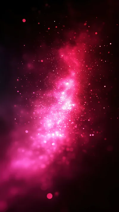Abstract Pink Nebula With Glowing Particles