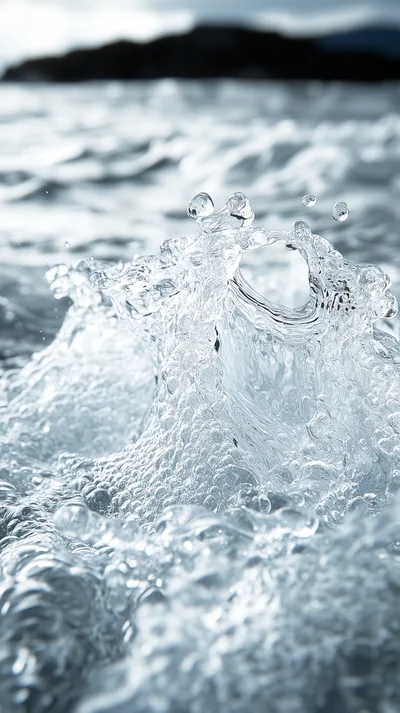 Dynamic Water Splash With Bubbles And Droplets