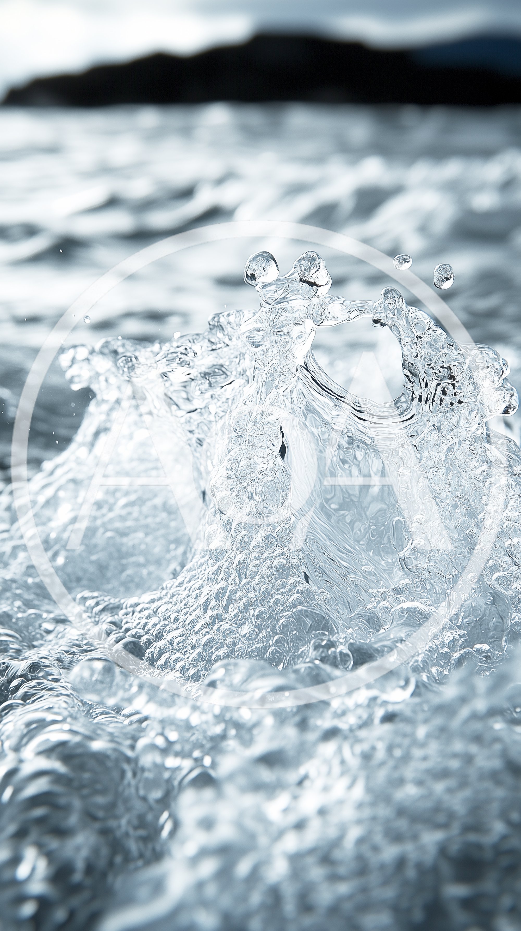 Dynamic Water Splash With Bubbles And Droplets