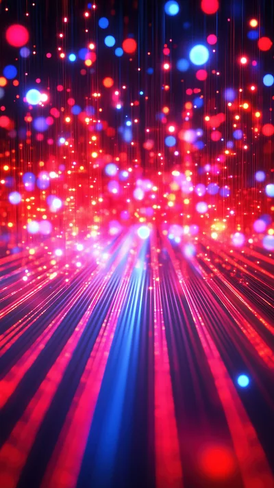 Abstract Digital Background With Glowing Red And Blue Particles