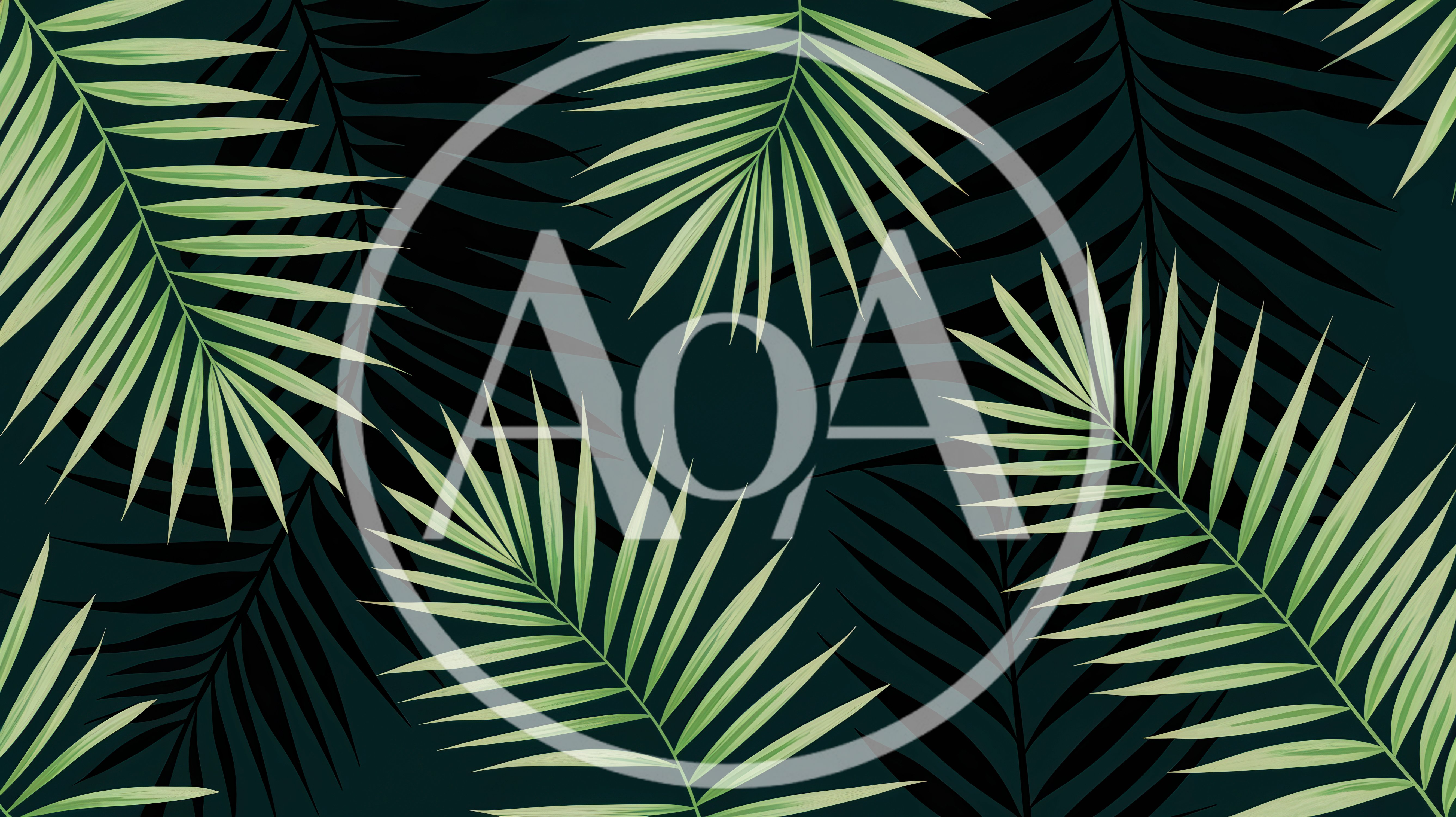 Tropical Palm Leaf Pattern On Dark Background