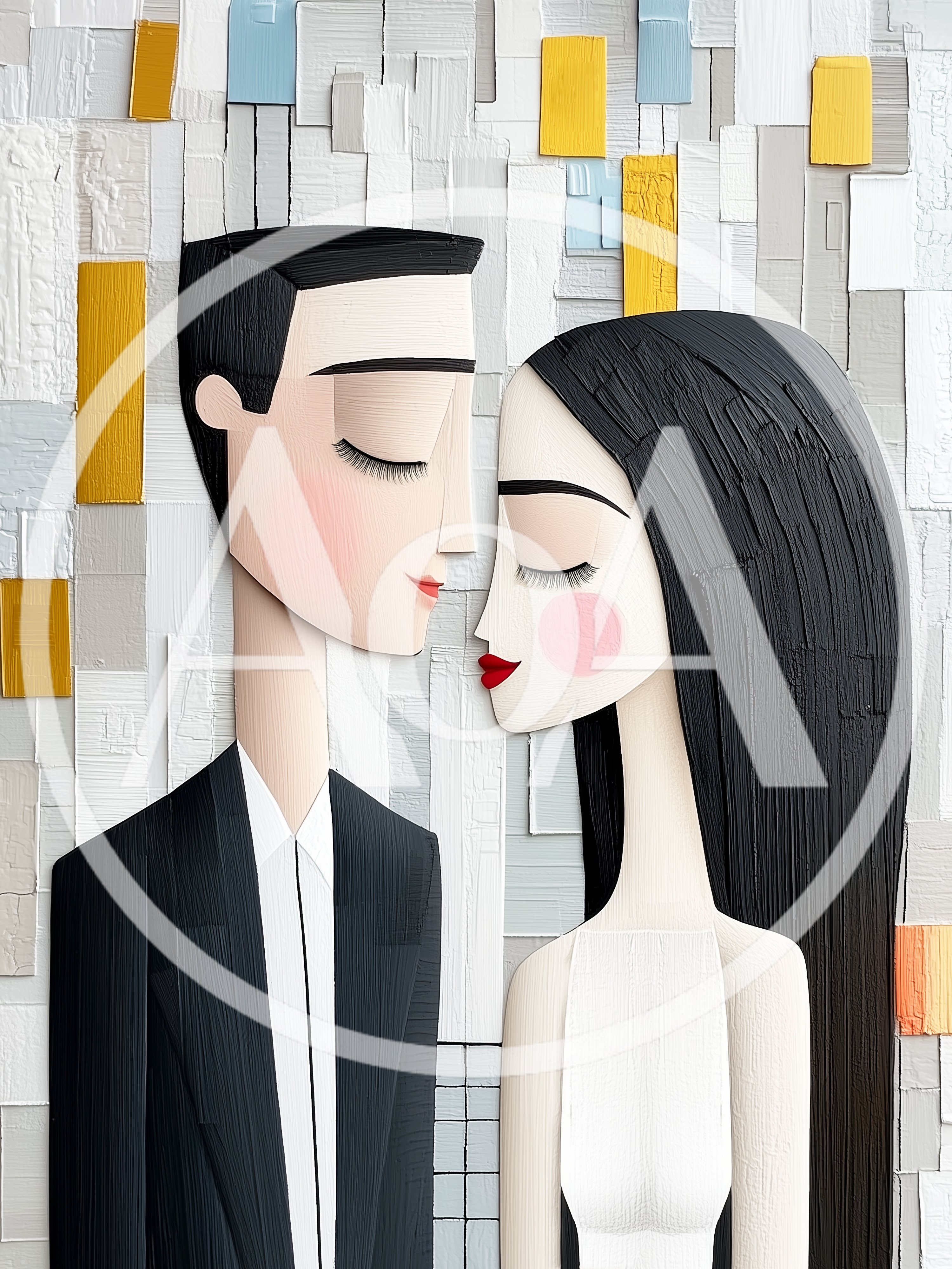Stylized Illustration Of A Couple In A Romantic Embrace