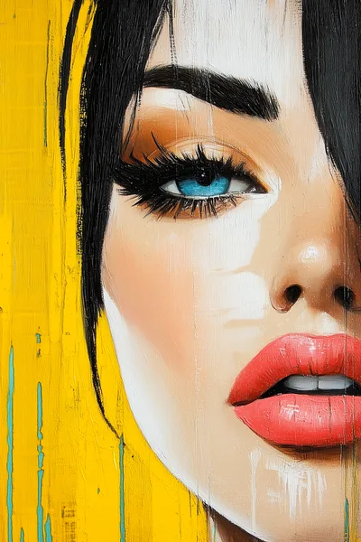 Close Up Portrait Of A Woman With Vibrant Makeup