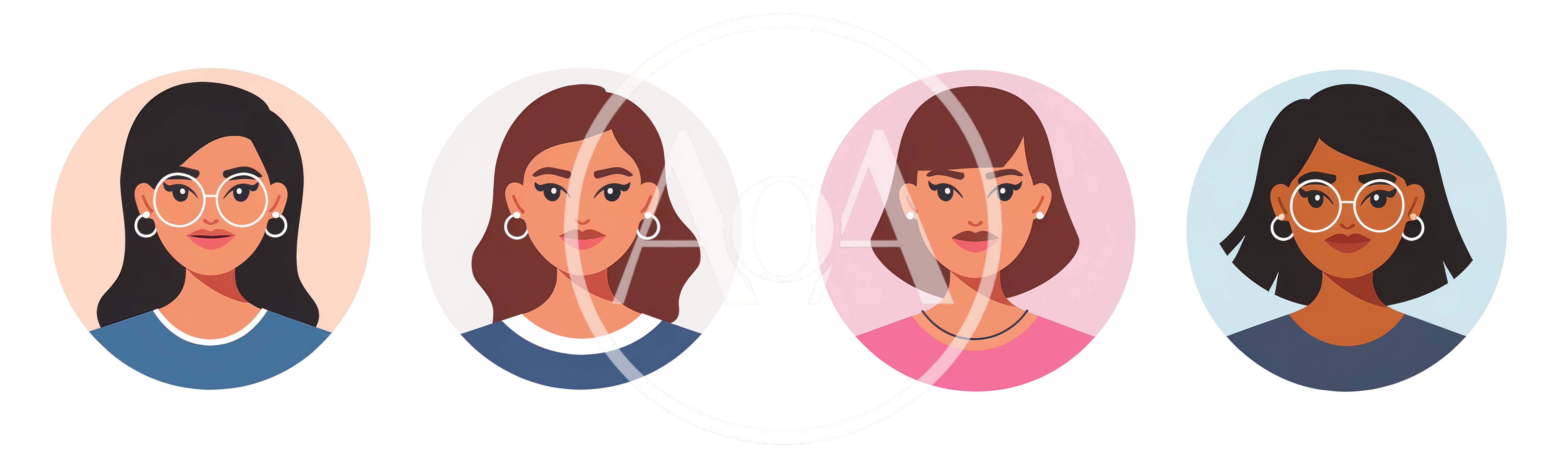 Set of Four Diverse Female Avatar Portraits