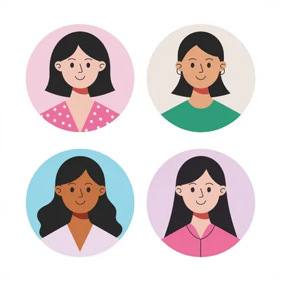Set of Four Diverse Female Avatar Portraits