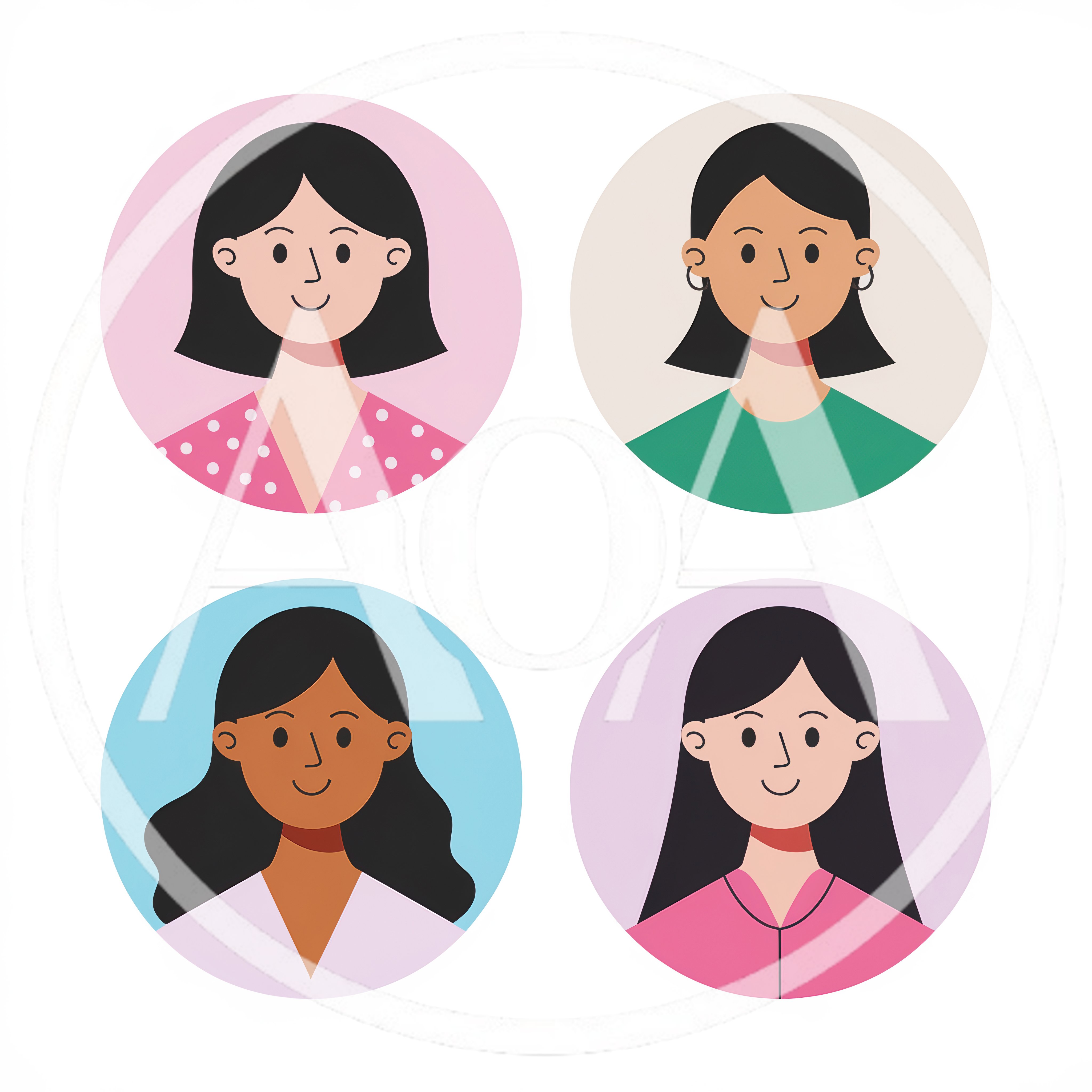 Set of Four Diverse Female Avatar Portraits