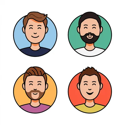 Set Of Four Male Avatar Icons