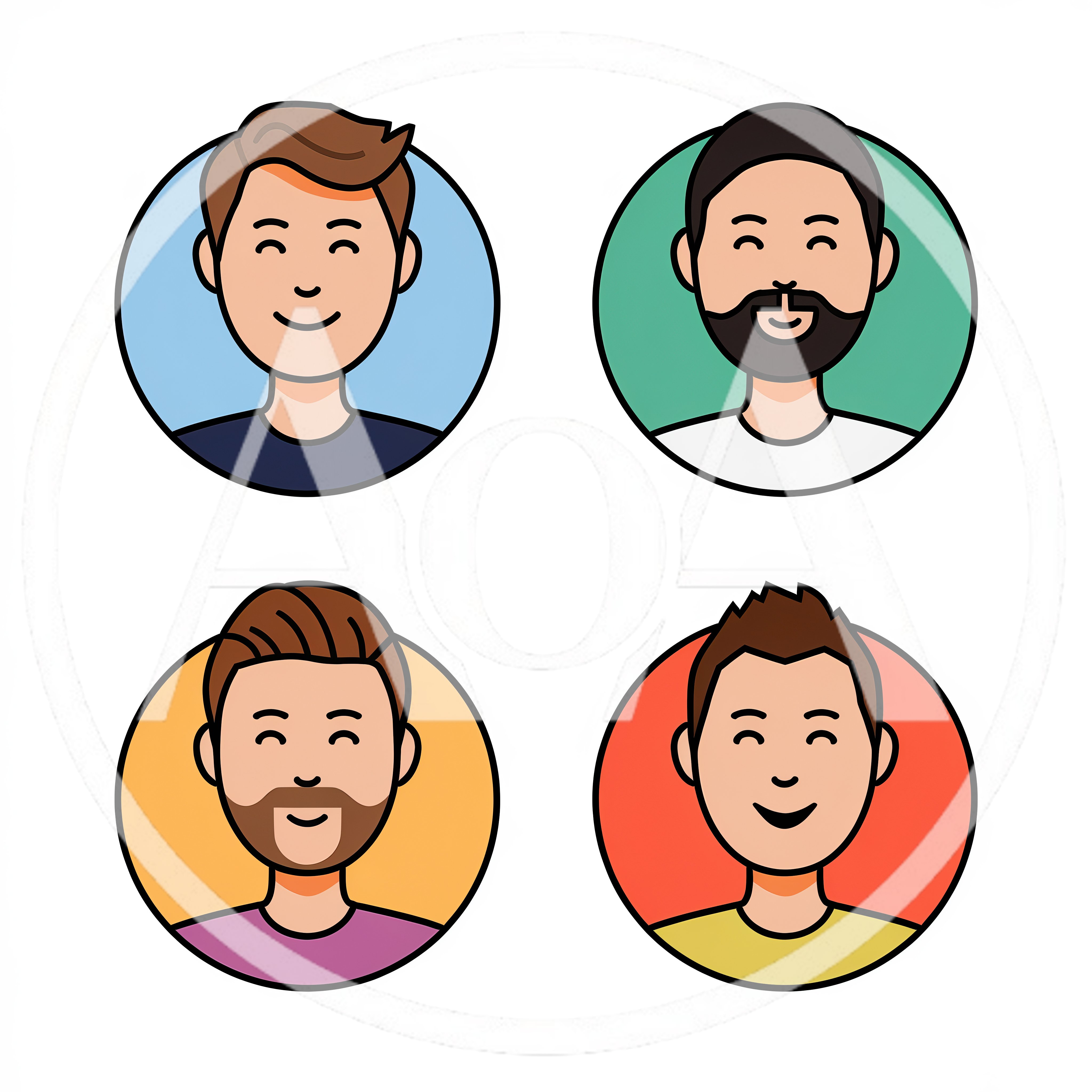 Set Of Four Male Avatar Icons