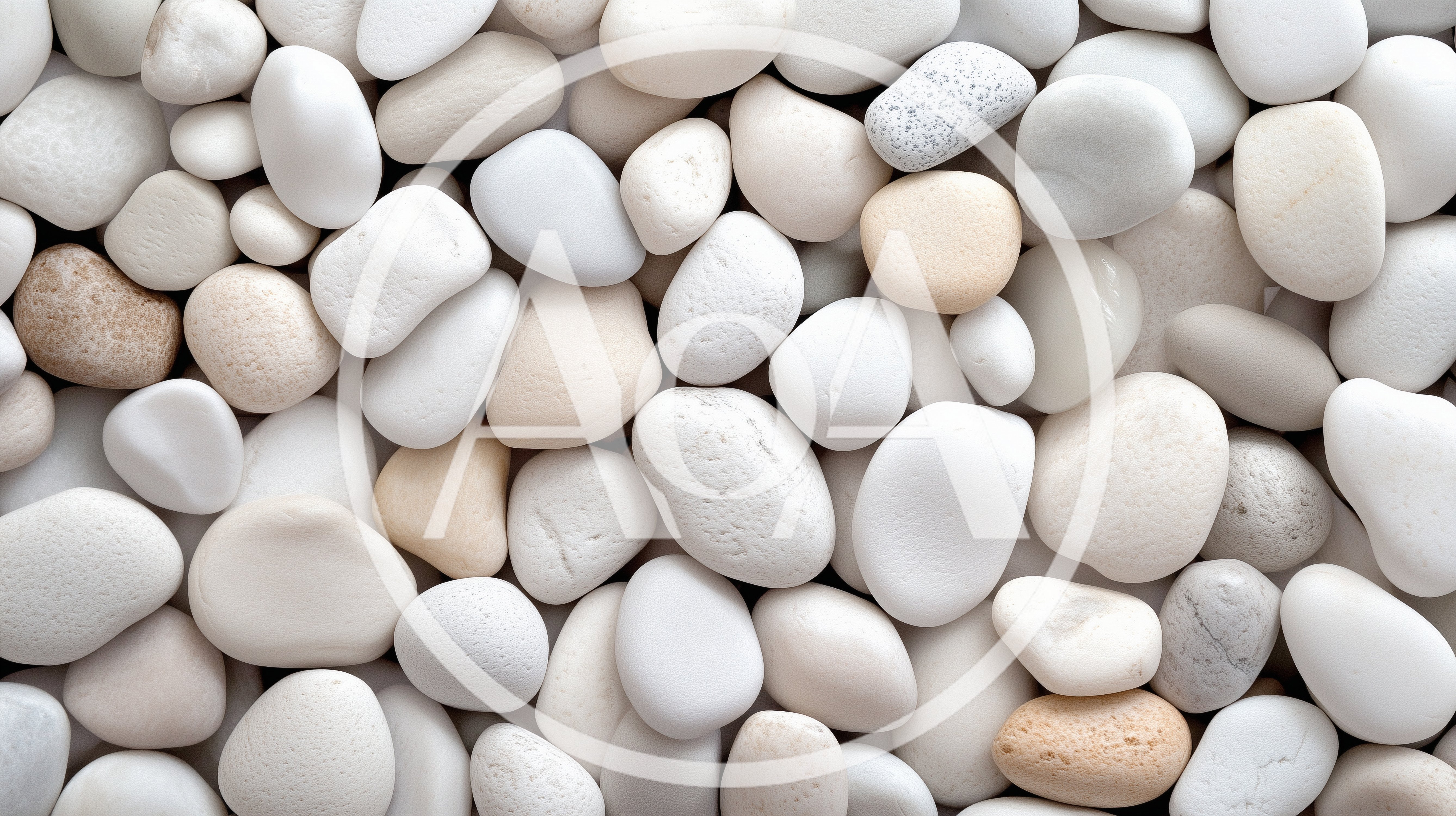 Top View Of Smooth White River Stones