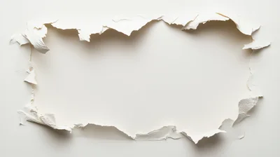 Torn Paper Frame With Rough Edges On White Background