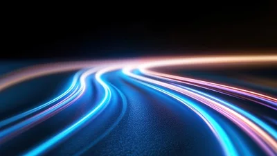 Abstract Light Trails On Dark Asphalt Road