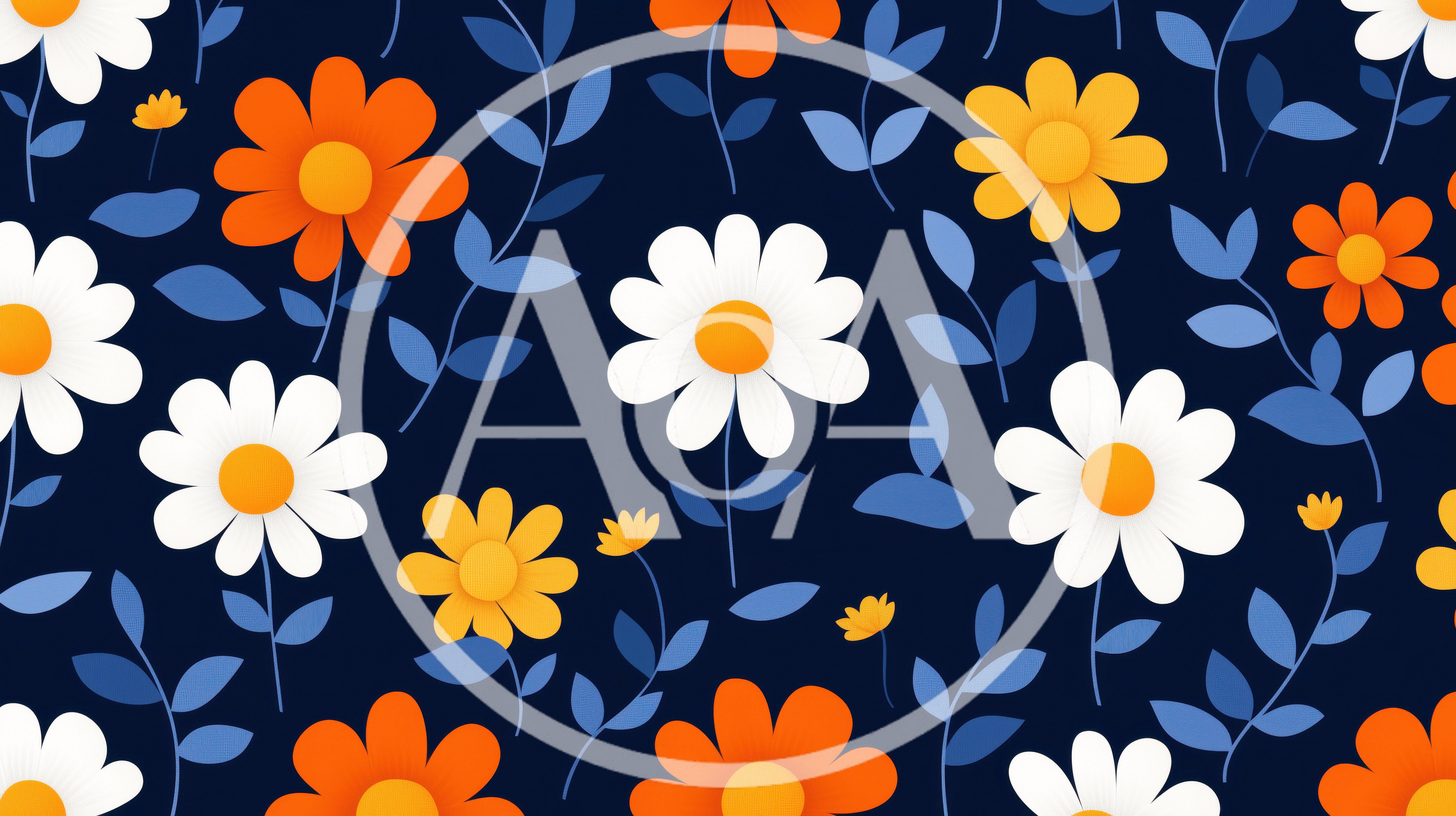 Seamless Floral Pattern With Stylized Daisies And Leaves