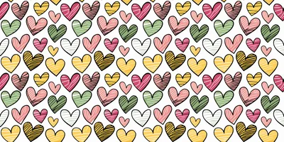 Seamless Pattern With Hand Drawn Scribble Hearts