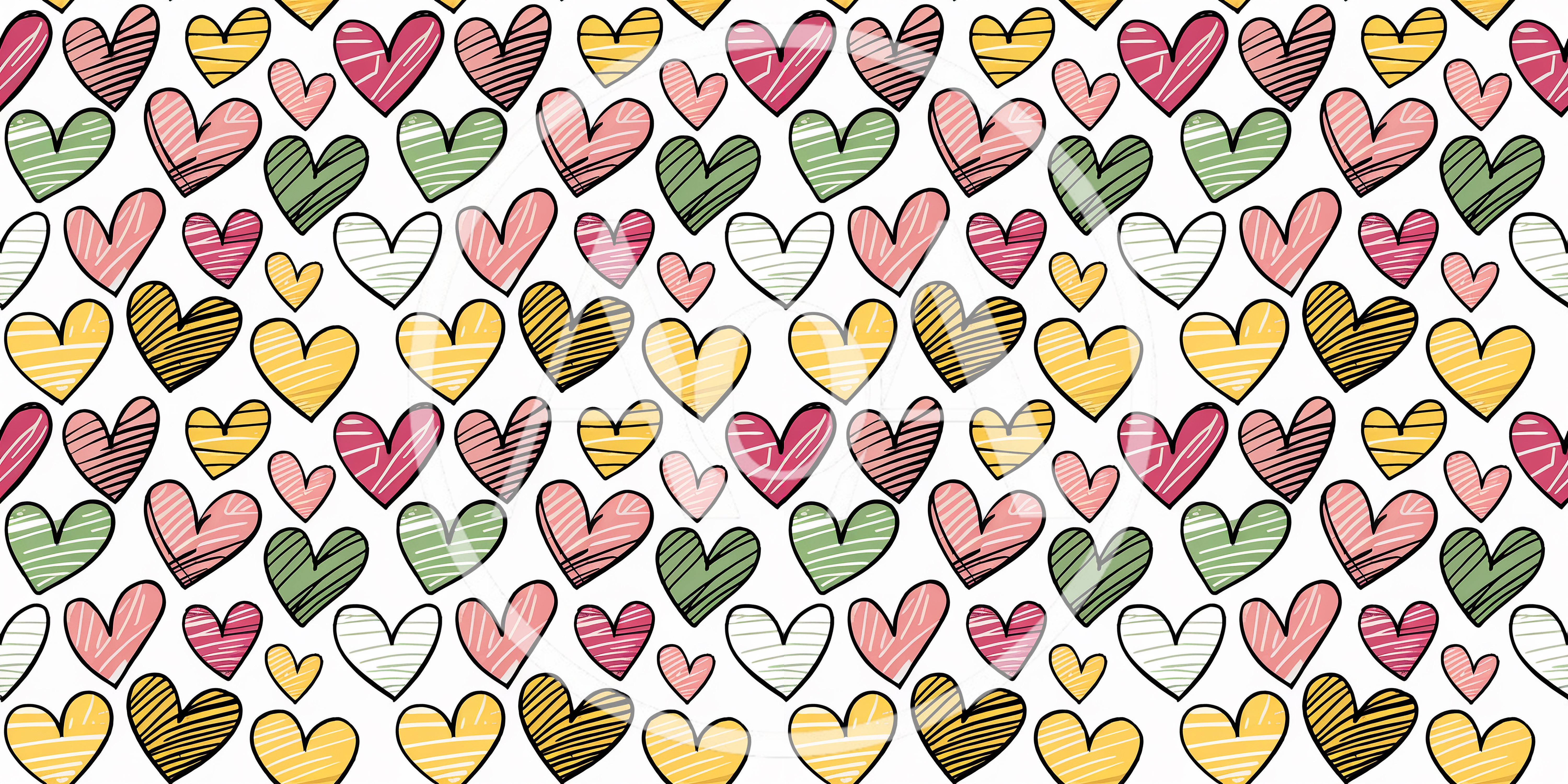 Seamless Pattern With Hand Drawn Scribble Hearts