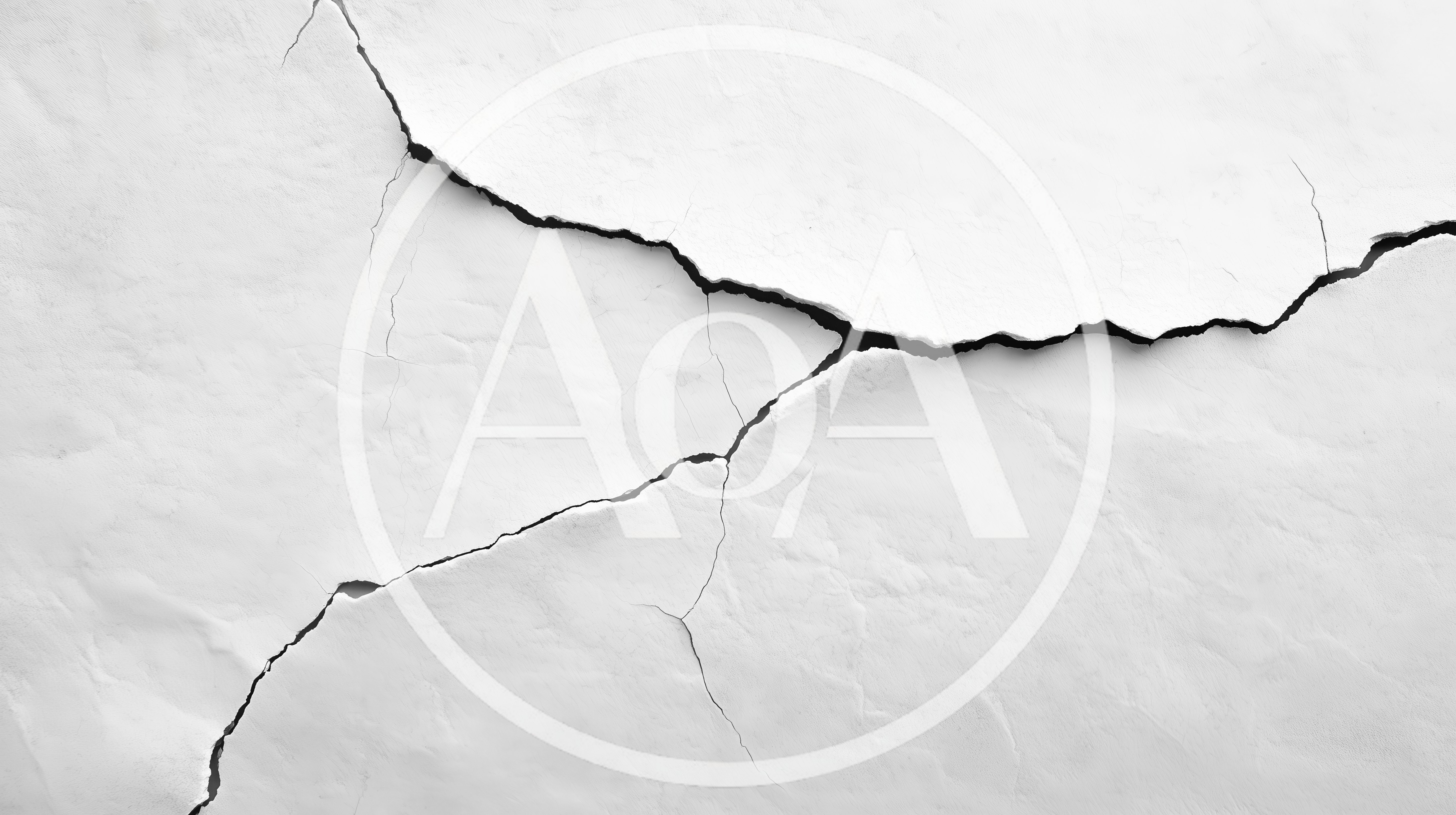 Large Deep Crack In White Plaster Wall