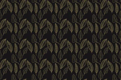Seamless Pattern Of Golden Hand Drawn Leaves