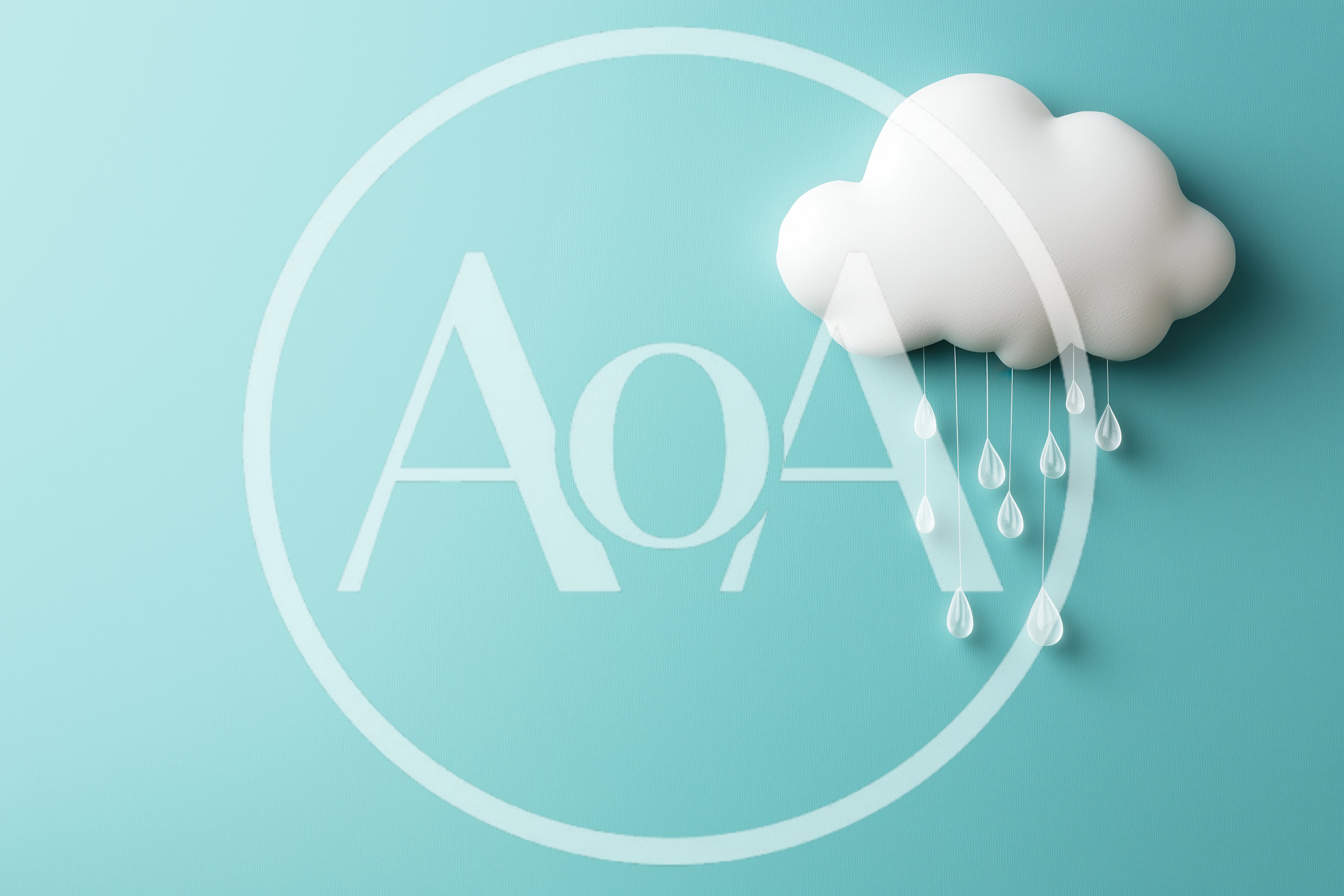 White Cloud With Hanging Raindrops On Teal Background