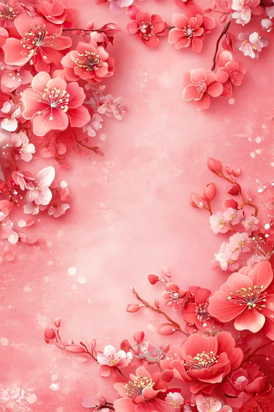Pink Cherry Blossom Floral Background Frame