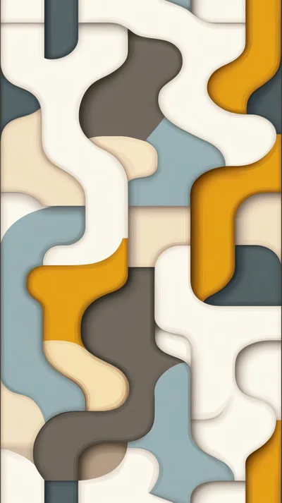 Abstract Geometric Pattern With Interlocking Wavy Shapes
