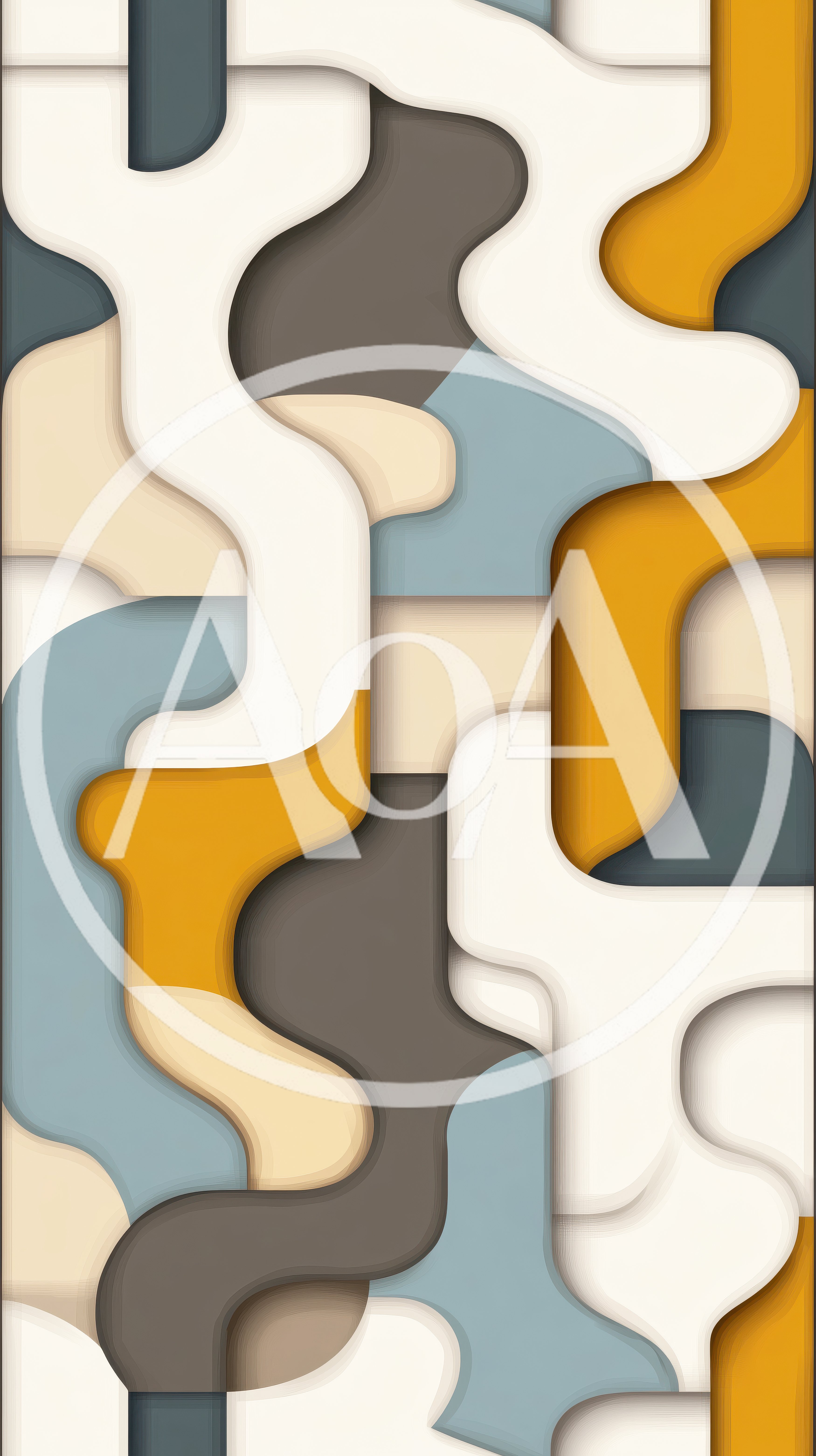 Abstract Geometric Pattern With Interlocking Wavy Shapes
