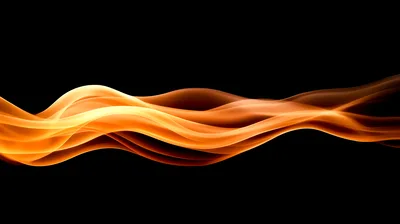 Abstract Golden Light Wave Flowing On Black Background