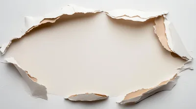 Torn White Paper Frame With Beige Background