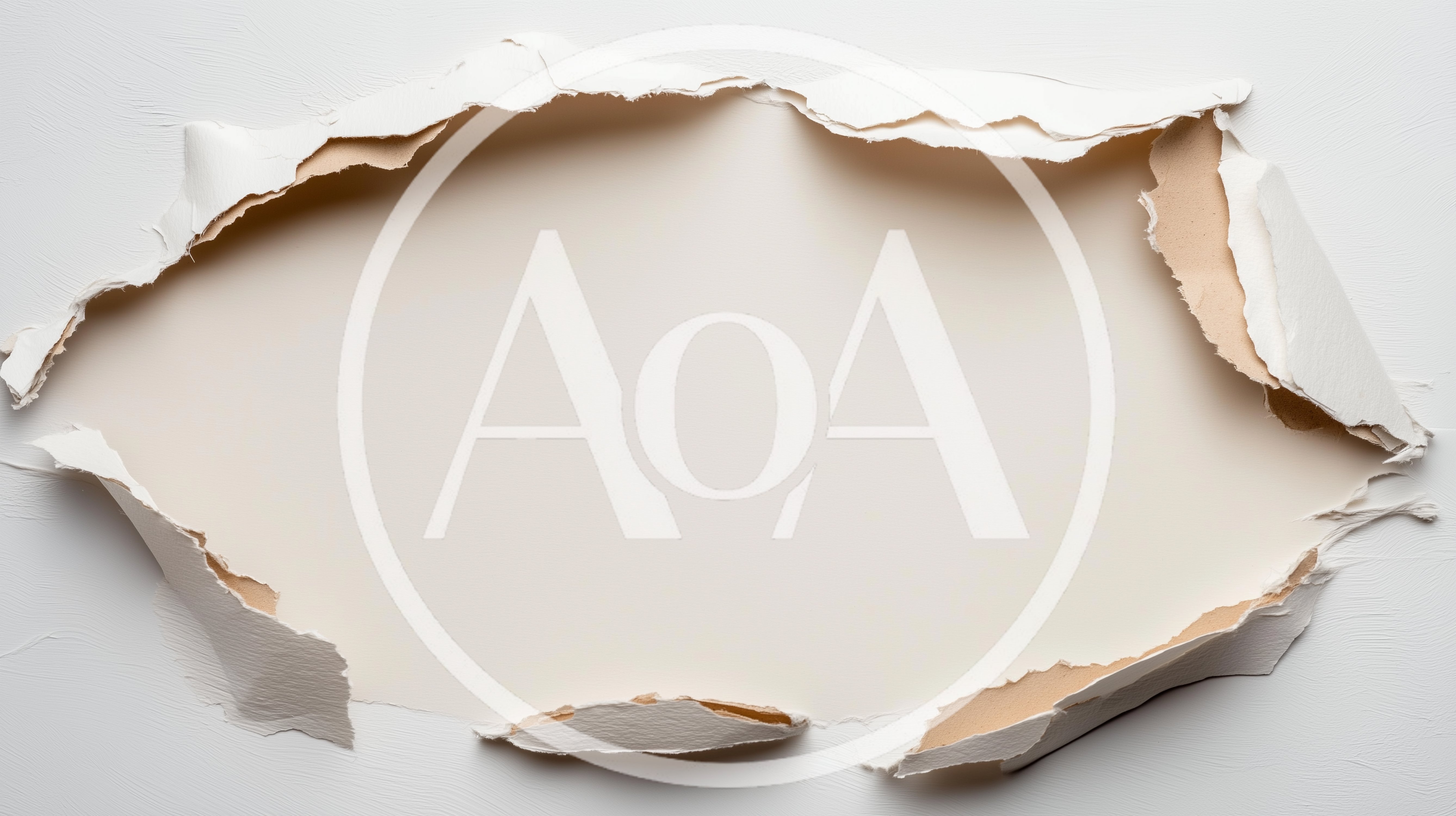 Torn White Paper Frame With Beige Background