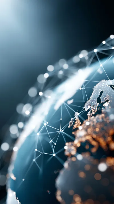 Digital Network Connection Over Earth Globe