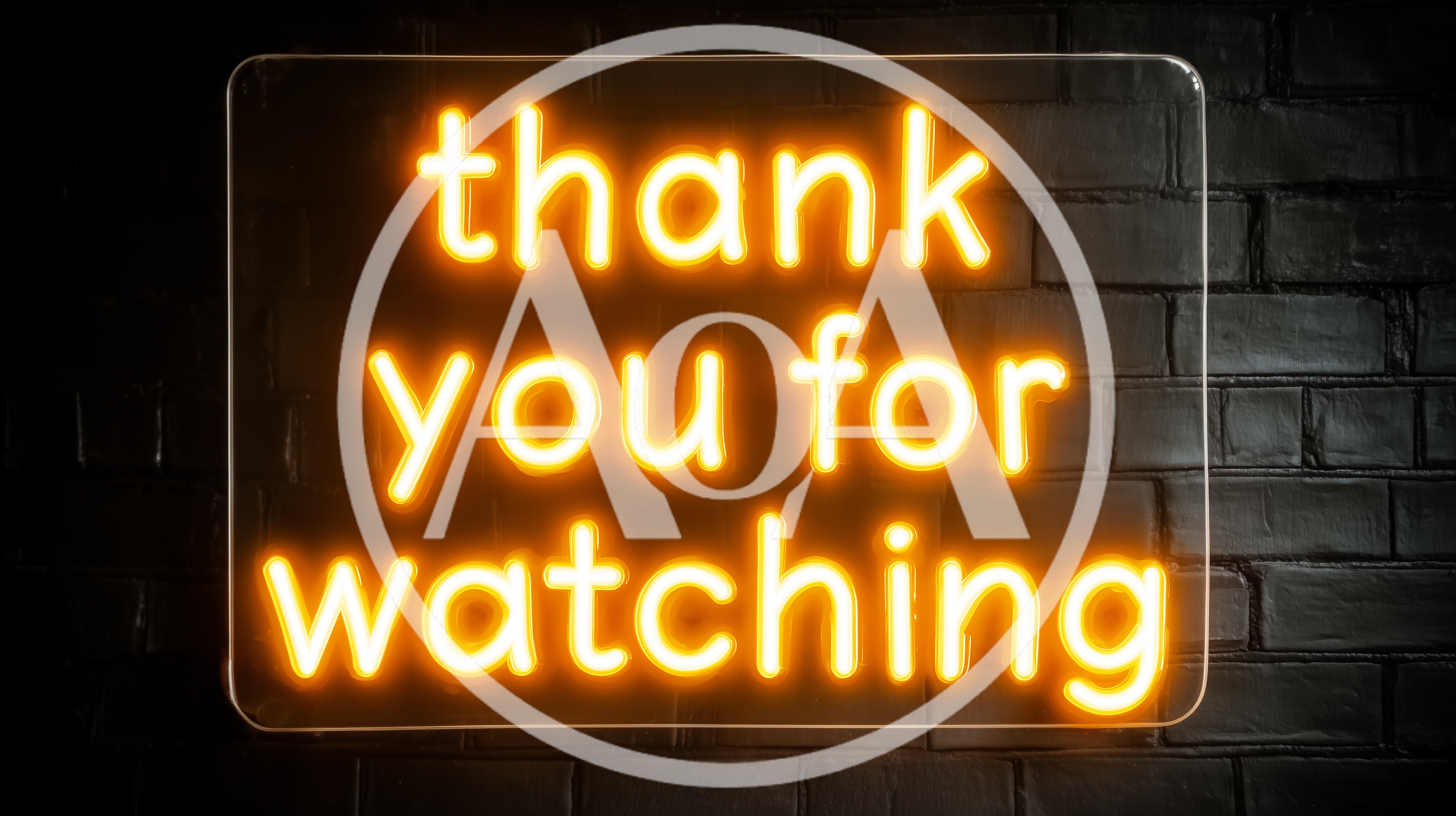 Neon Thank You For Watching Sign On Brick Wall