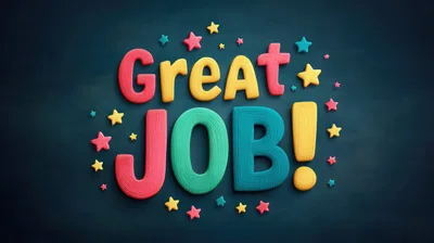 Great Job Text With Colorful Stars
