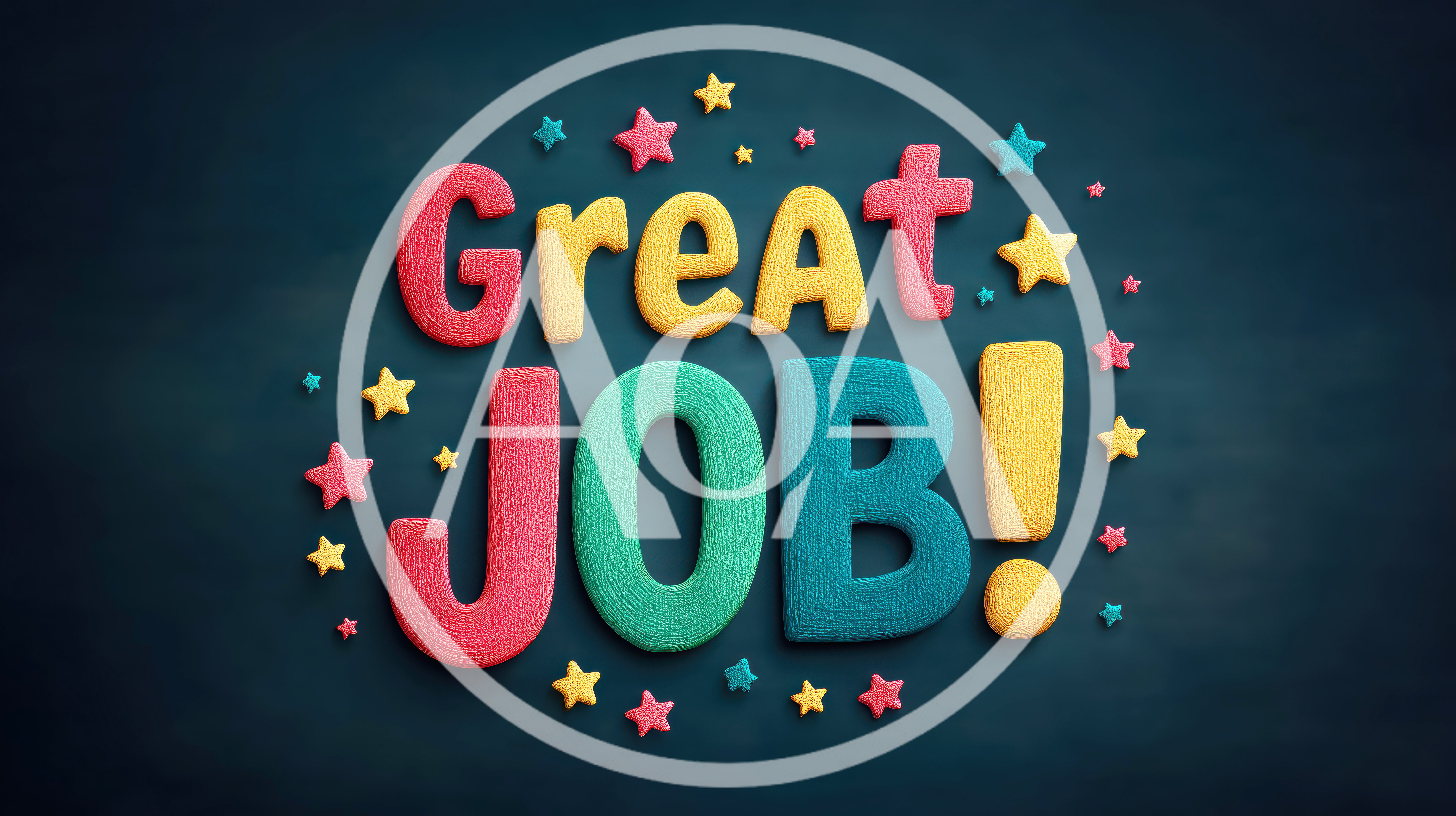 Great Job Text With Colorful Stars