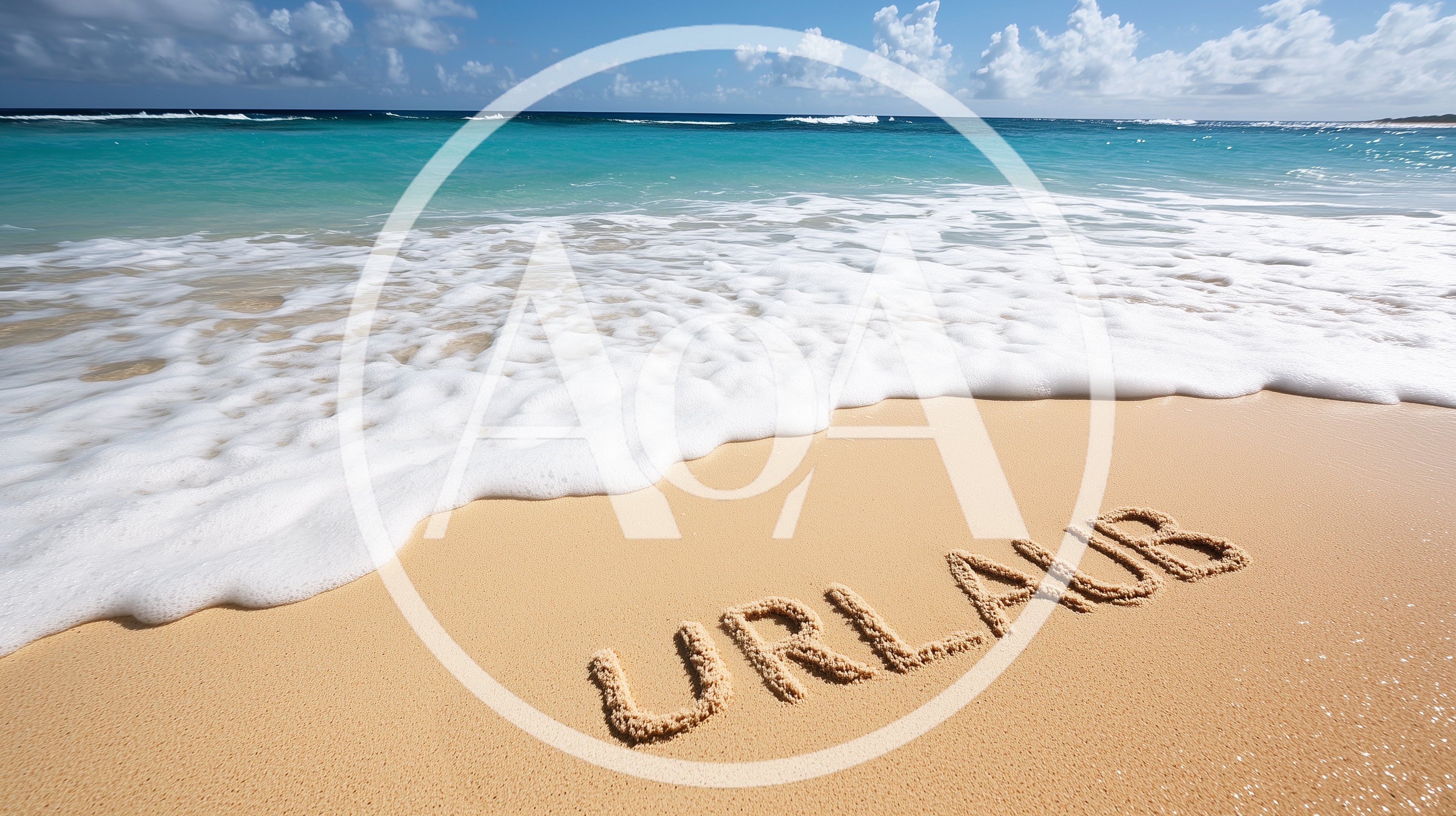 Urlaub Word Written In Sand On Tropical Beach