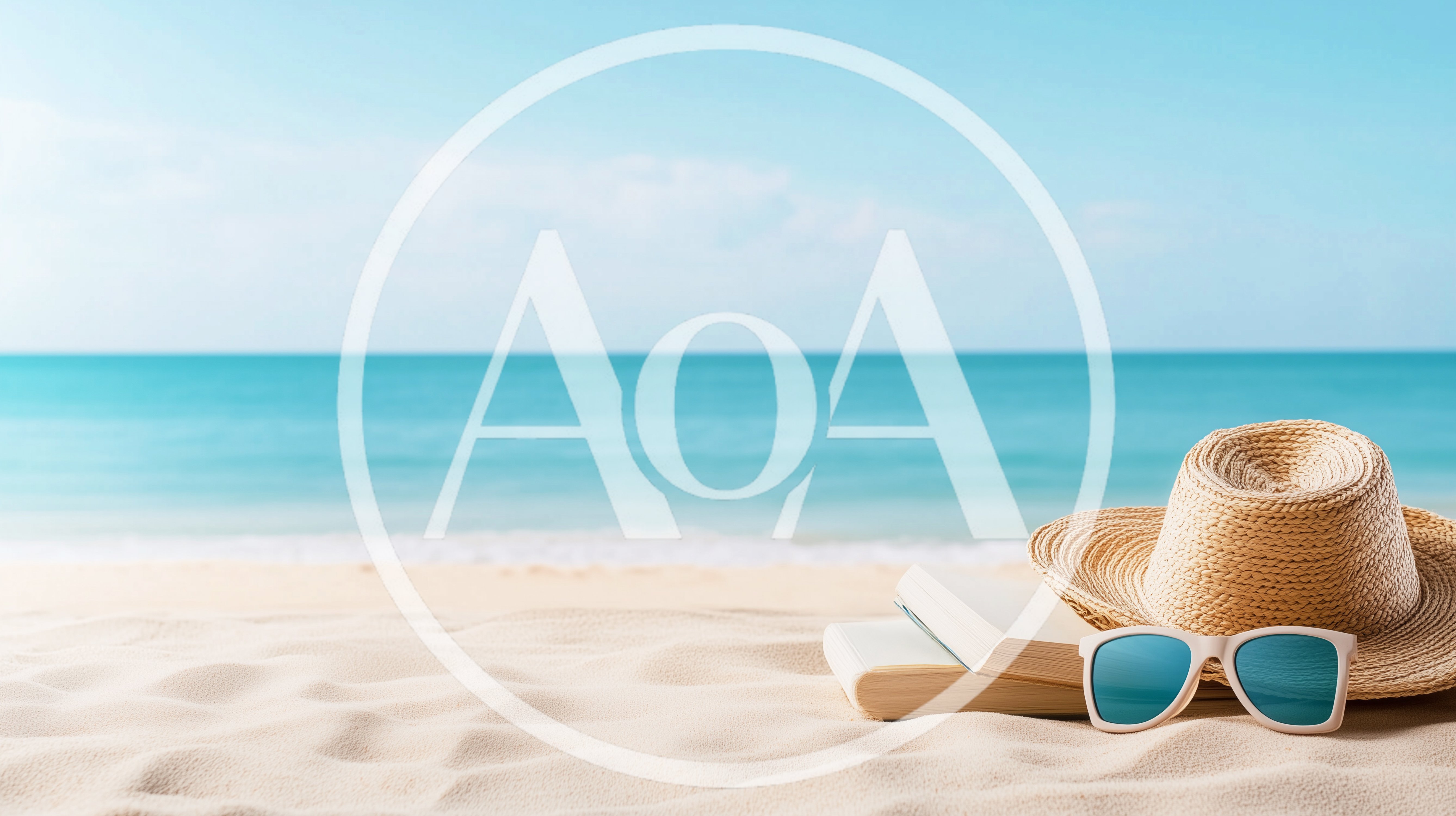 Straw Hat Sunglasses And Books On Sandy Beach