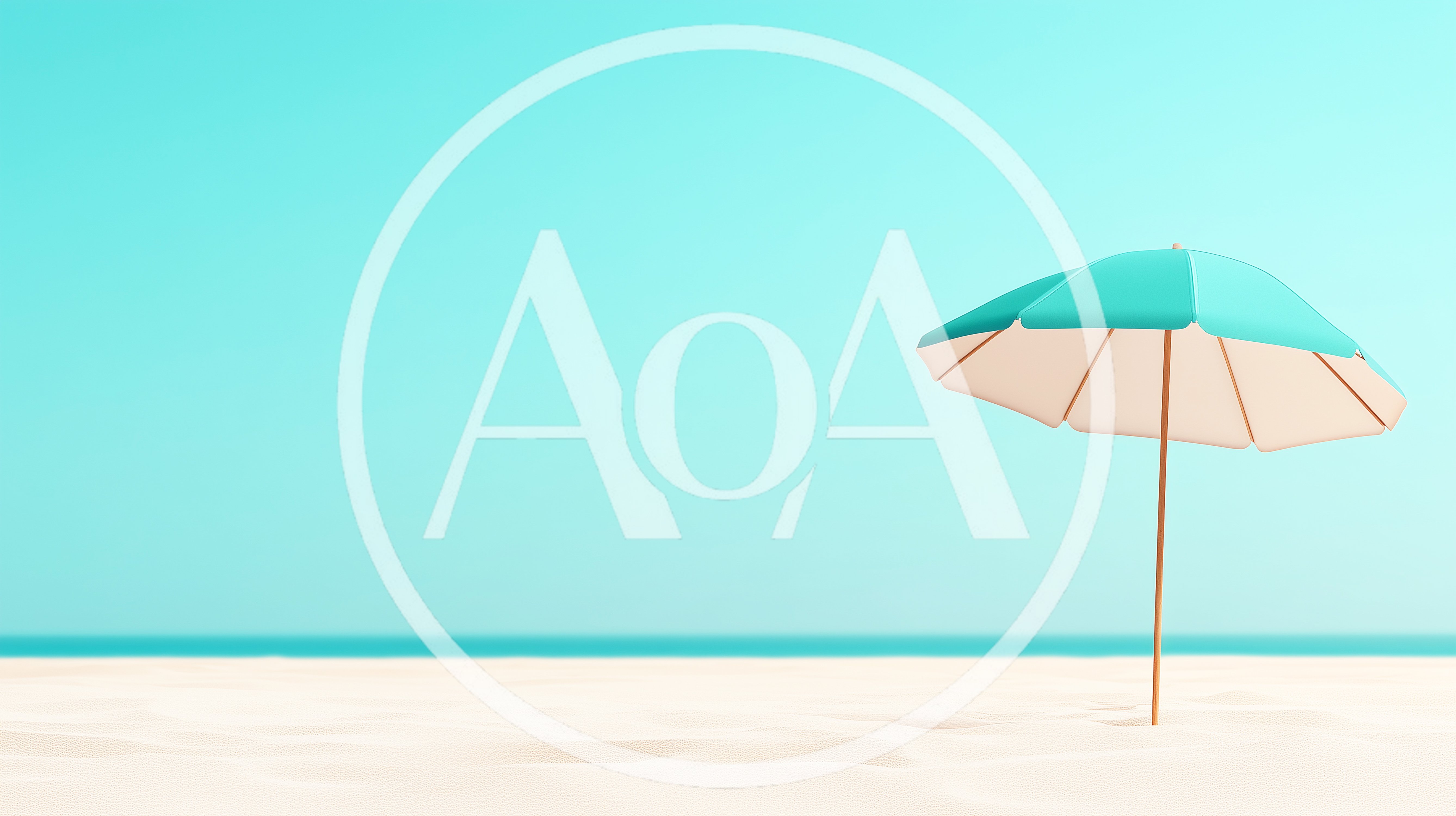 Turquoise Beach Umbrella On Sandy Shore