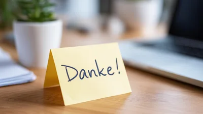 Yellow Thank You Note On Office Desk