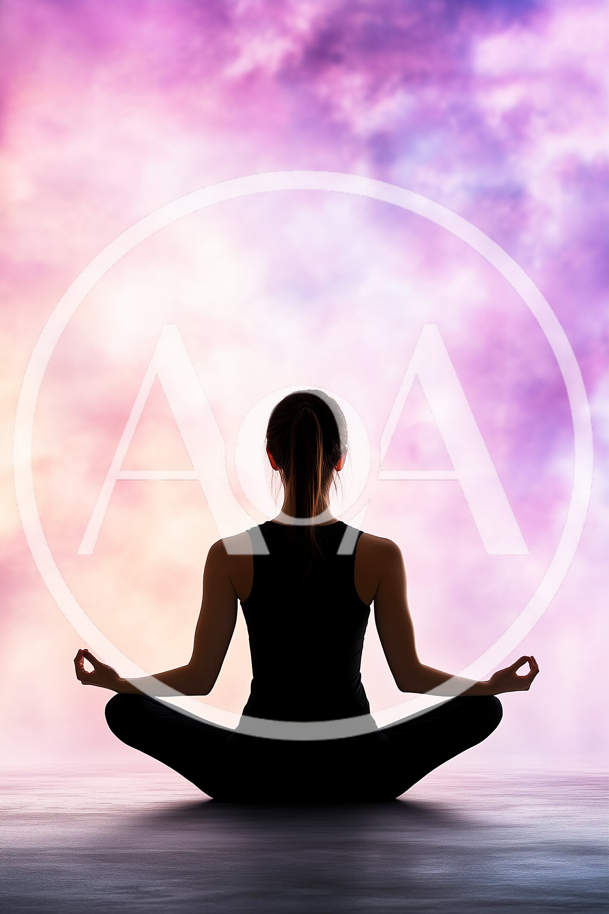 Silhouette Of A Woman Meditating In Lotus Pose