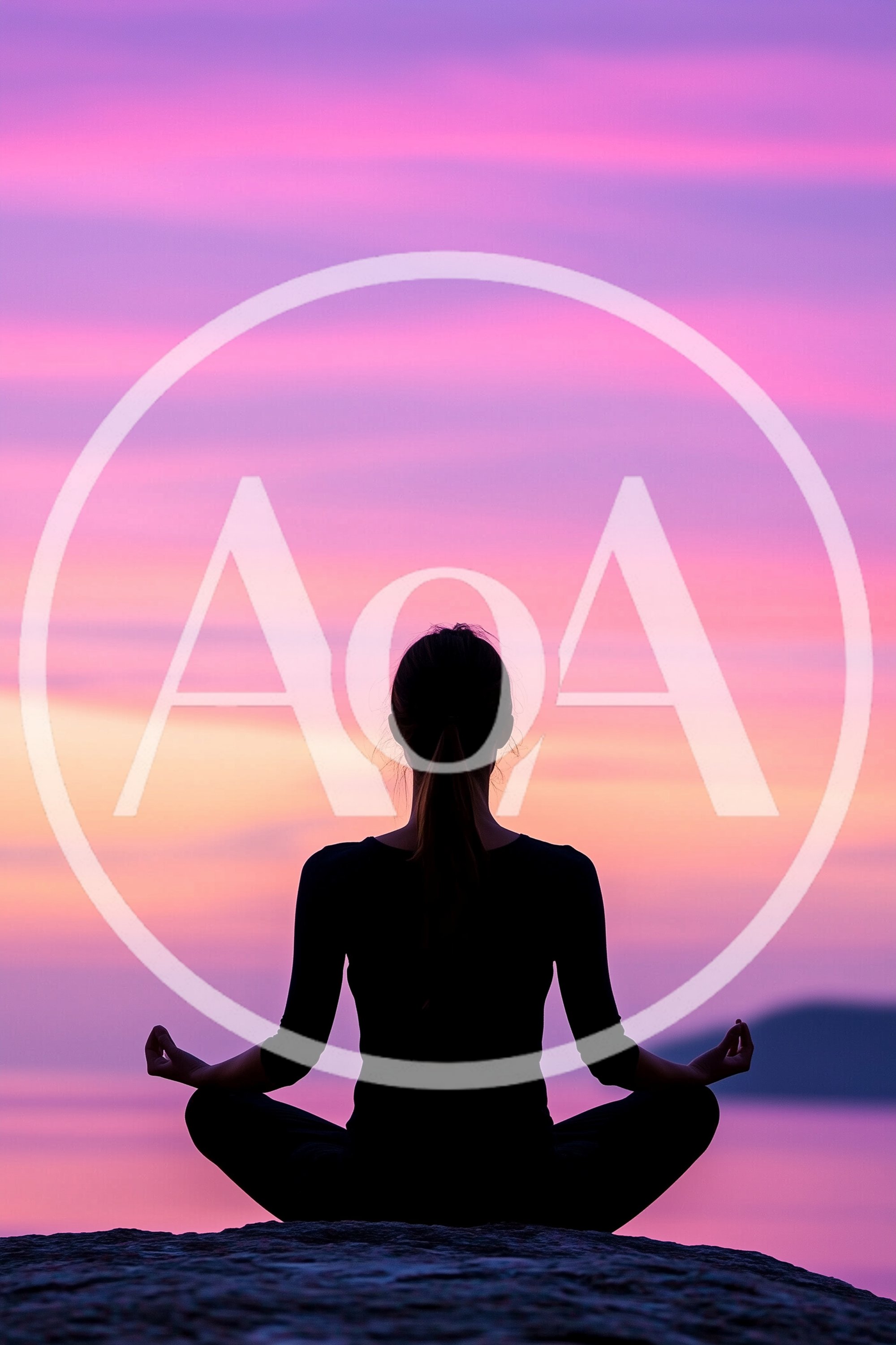 Woman Meditating In Lotus Pose At Sunset