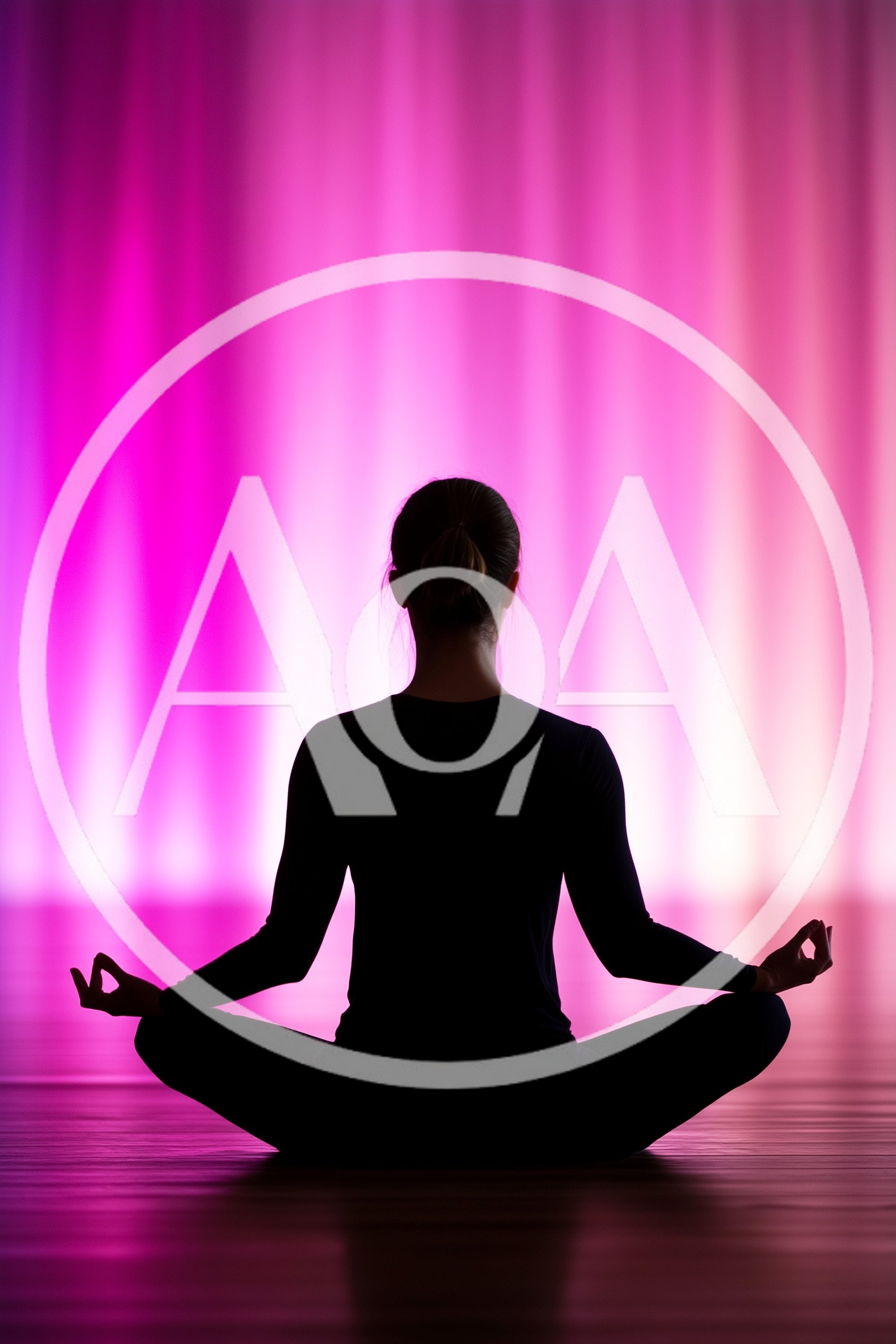 Silhouette Of A Woman Meditating In Lotus Position