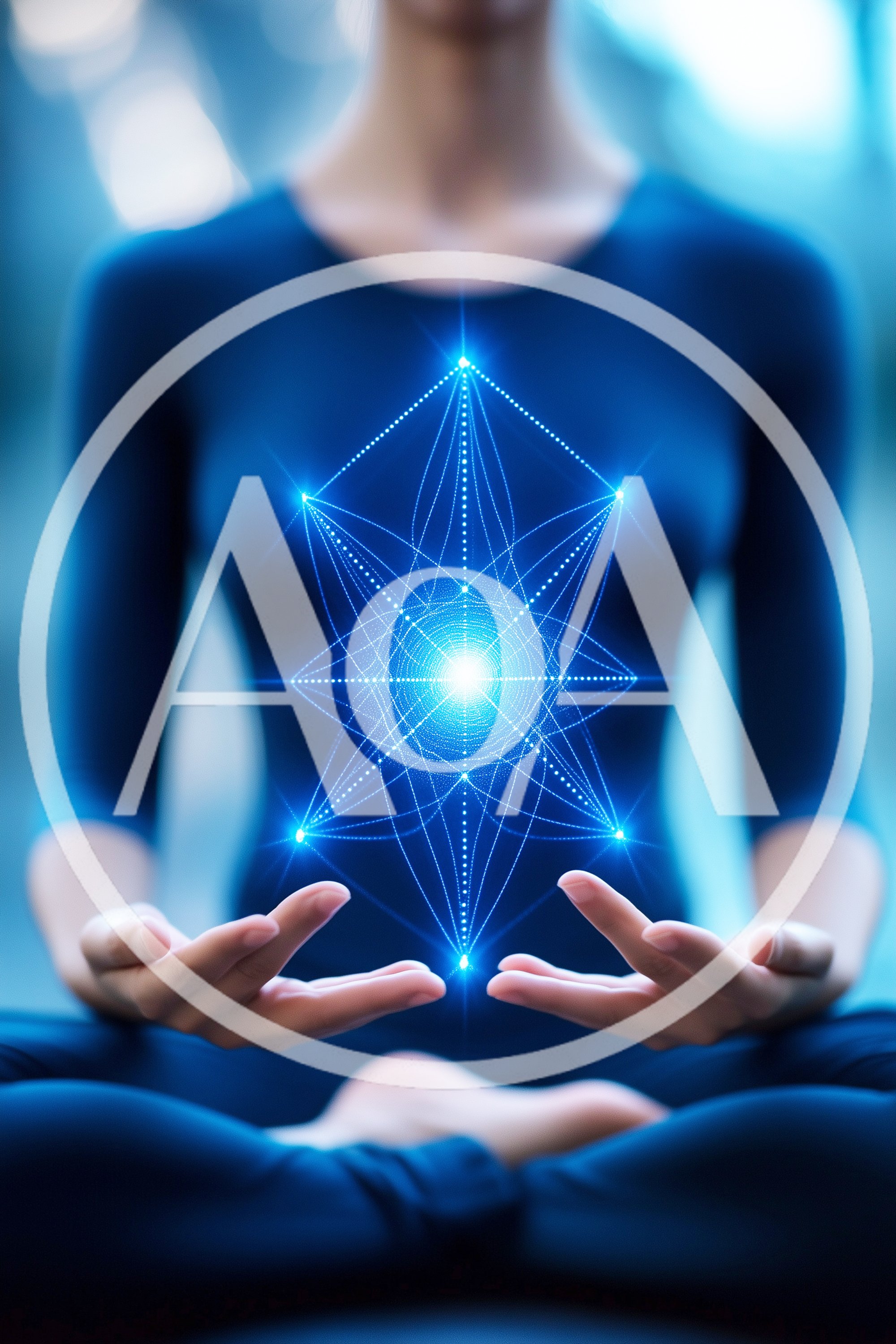 Person Meditating With Glowing Geometric Energy Field