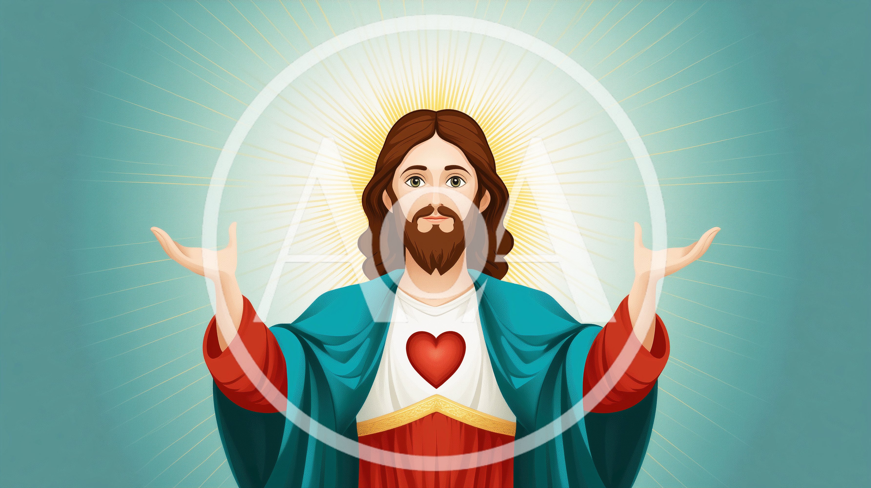 Illustration Of Jesus Christ With Open Arms And Heart