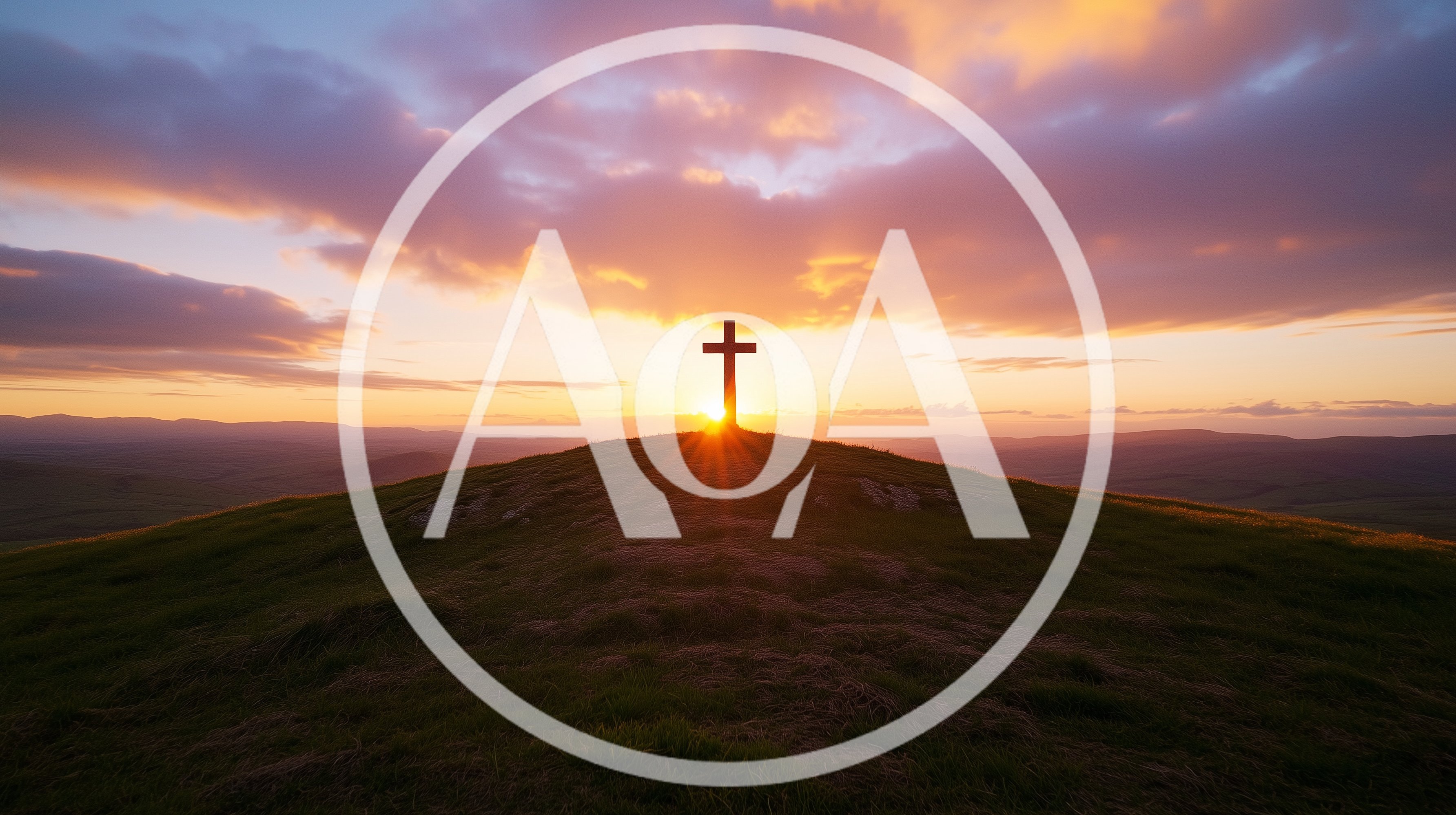 Silhouette Of A Christian Cross On A Grassy Hill