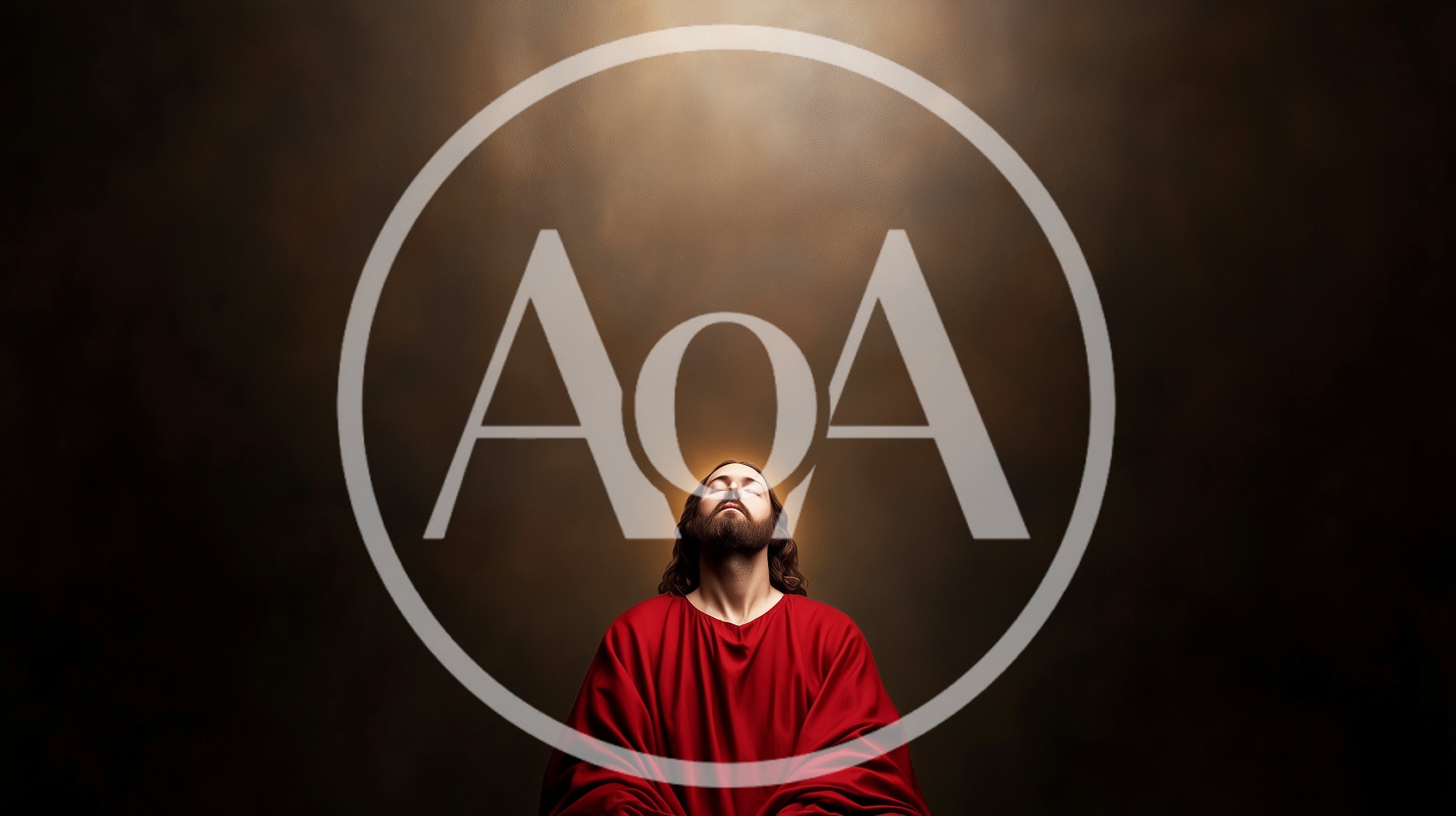 Jesus Christ Praying With Eyes Closed In Red Robe