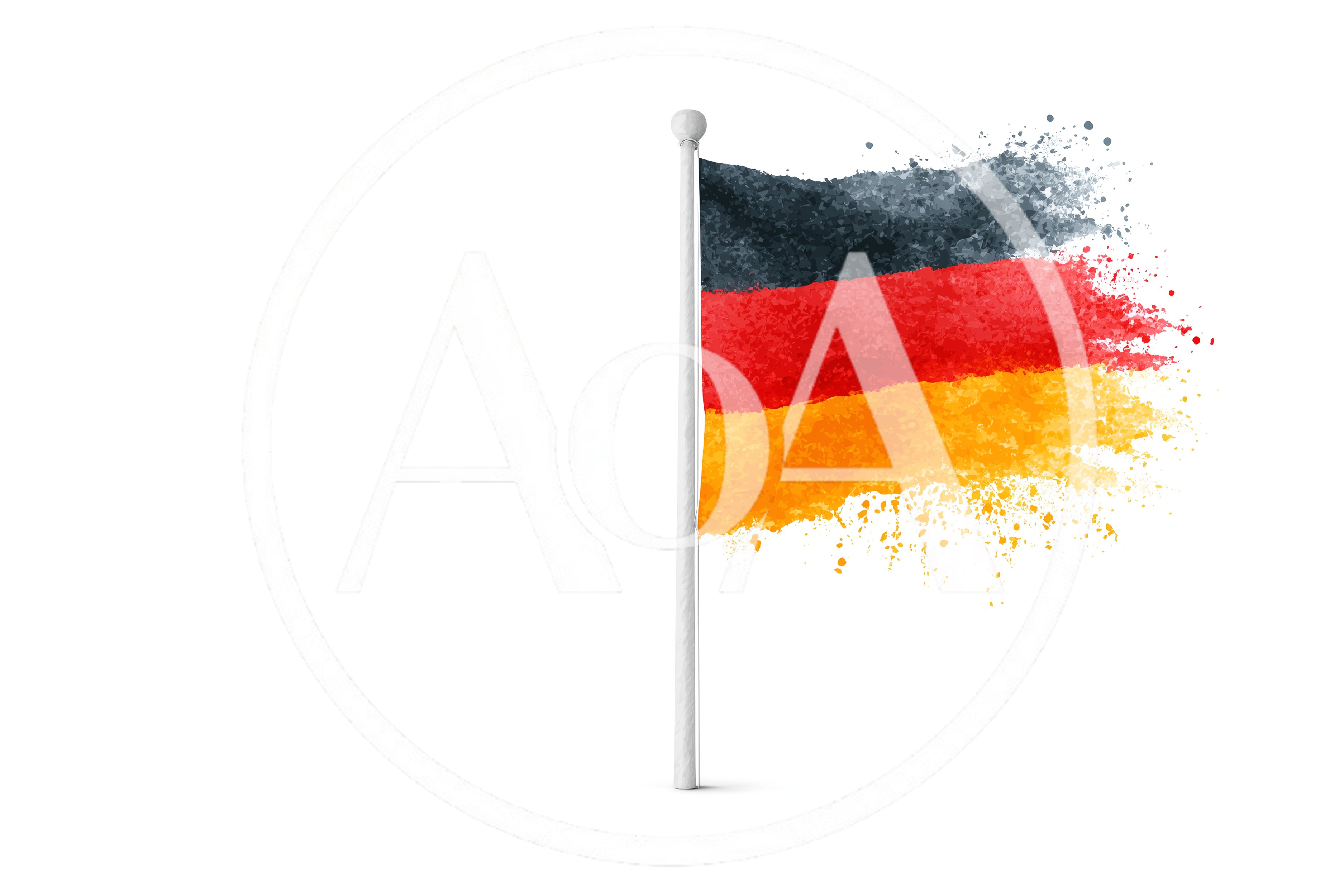 German Flag With Artistic Watercolor Paint Splatter Effect