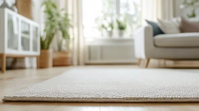 Close Up Of A Textured Beige Area Rug