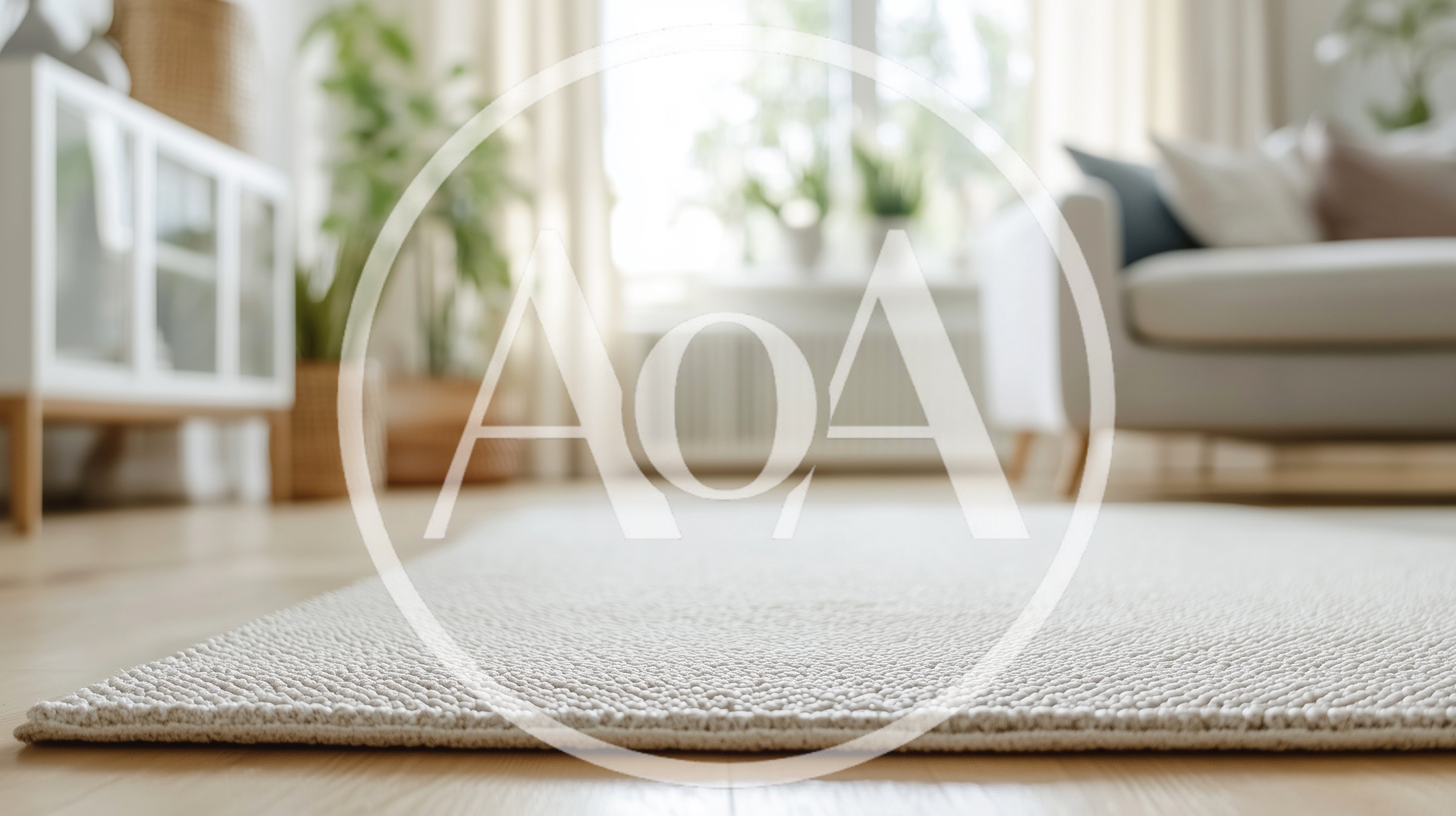 Close Up Of A Textured Beige Area Rug