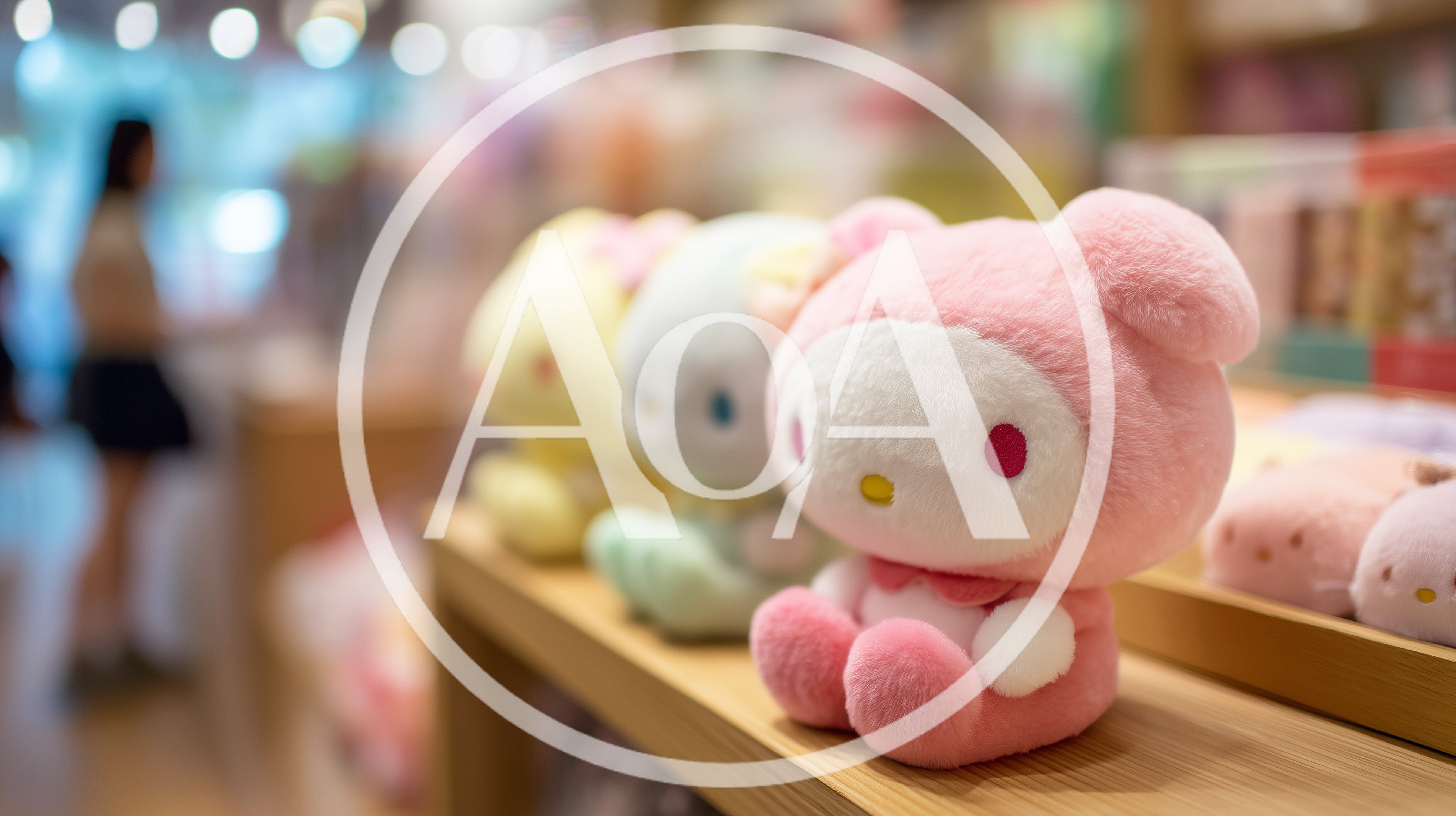 Plush Sanrio Character Toys Displayed On Store Shelf