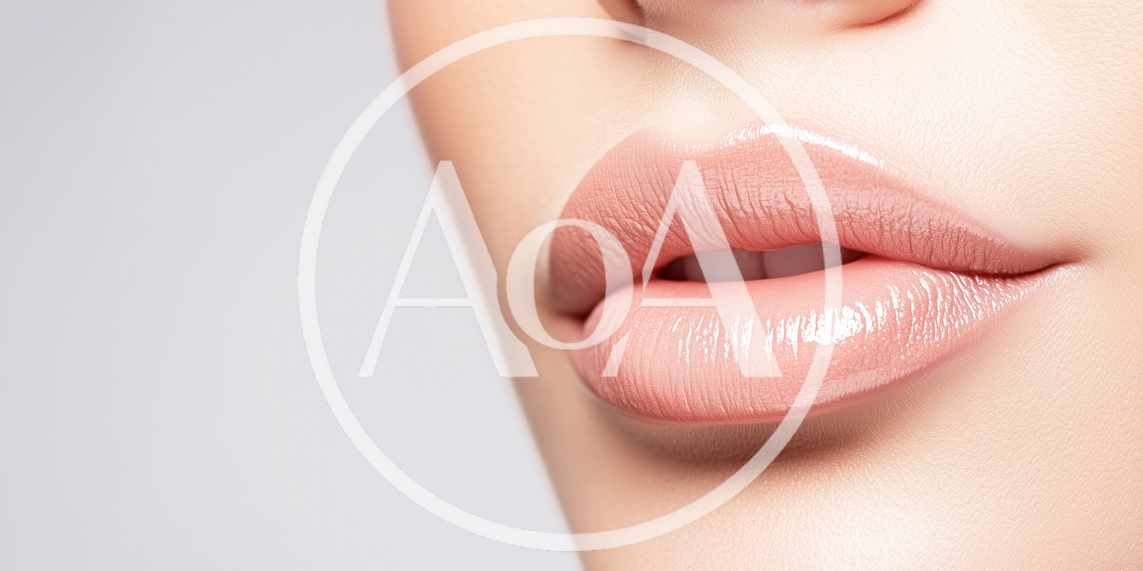 Close Up Of Woman With Glossy Nude Lips