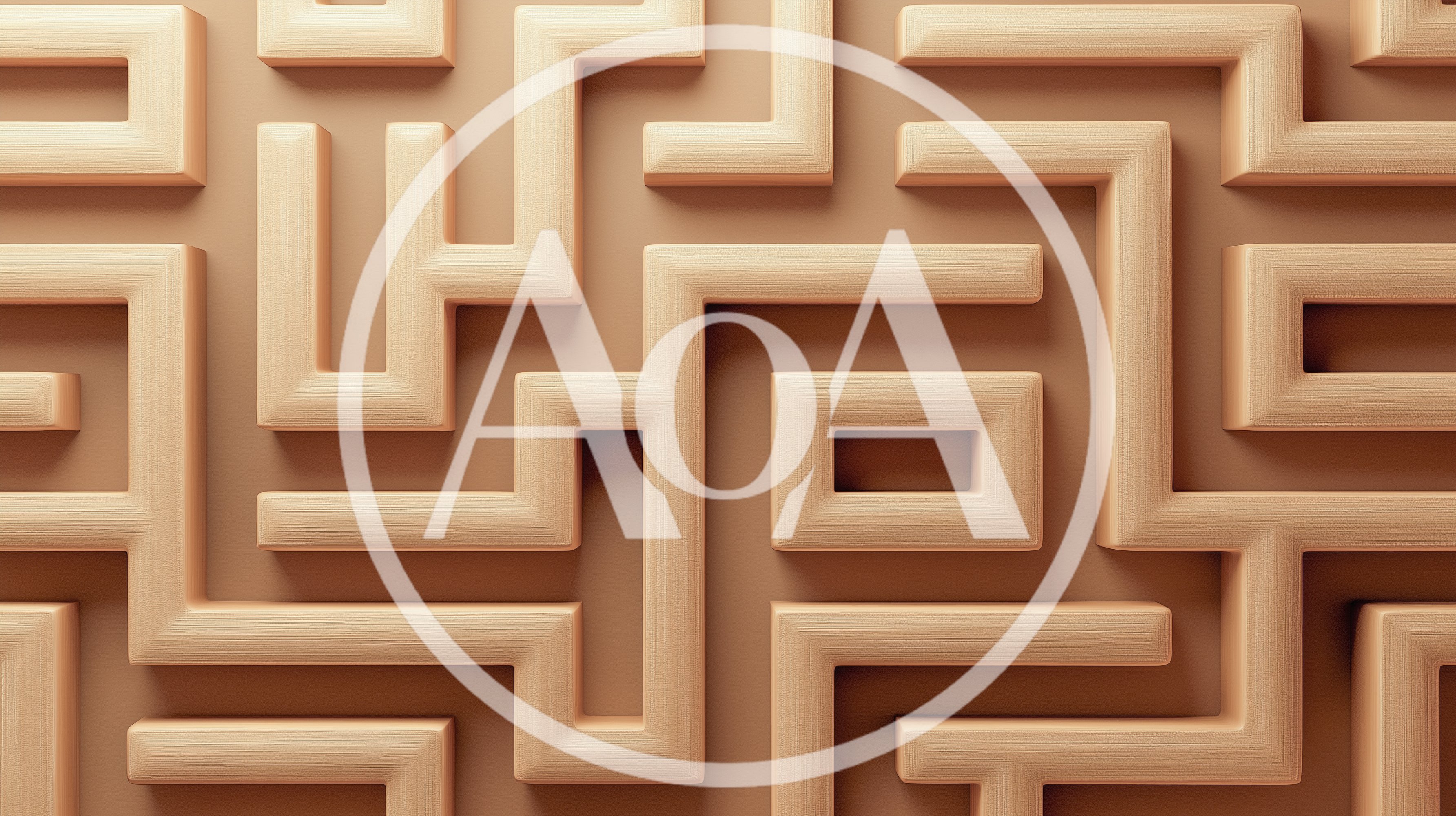 Abstract 3D Maze Pattern With Textured Beige Walls